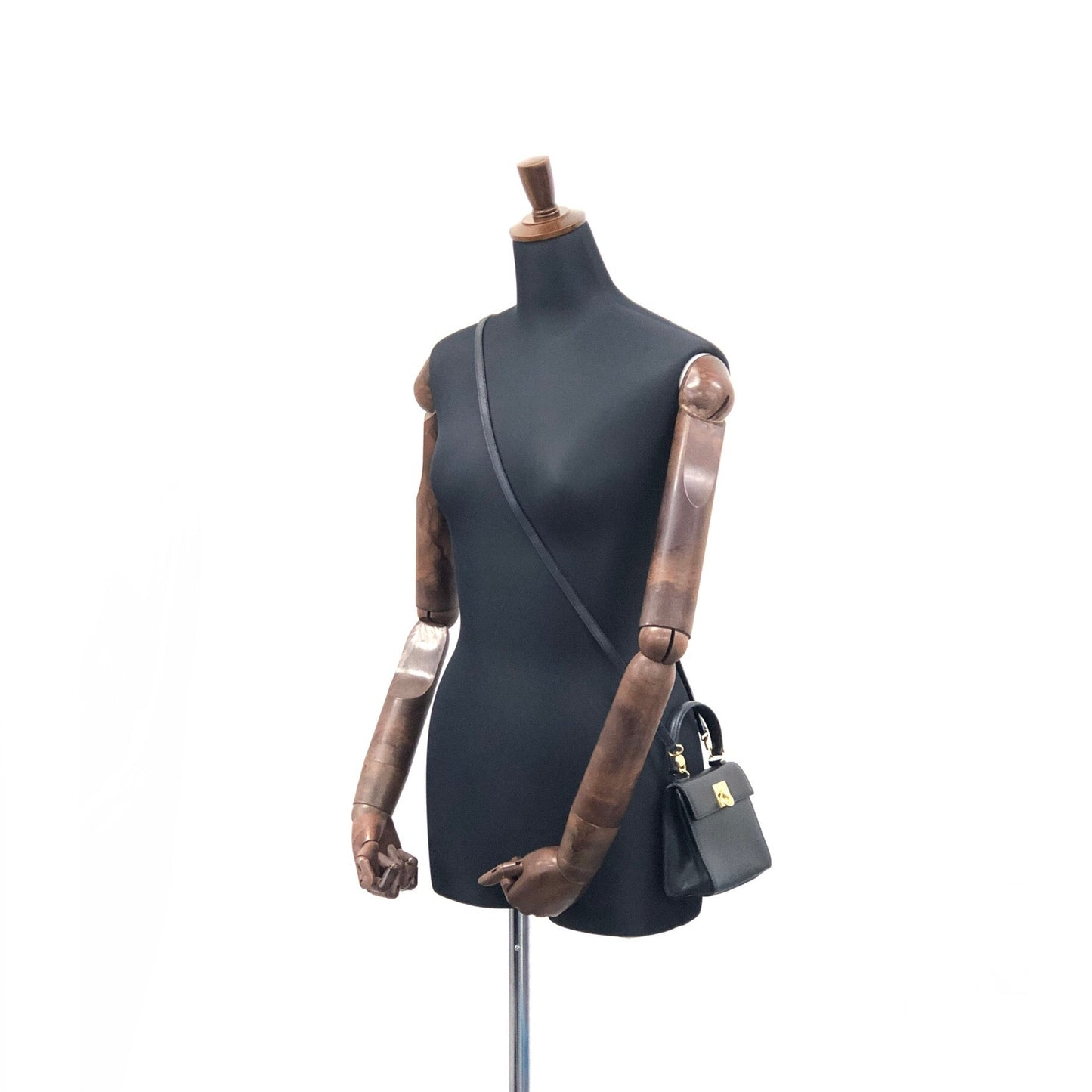 CELINE Gancini Gancini Leather Two-way Handbag Shoulder bag Navy Vintage kkhrd5