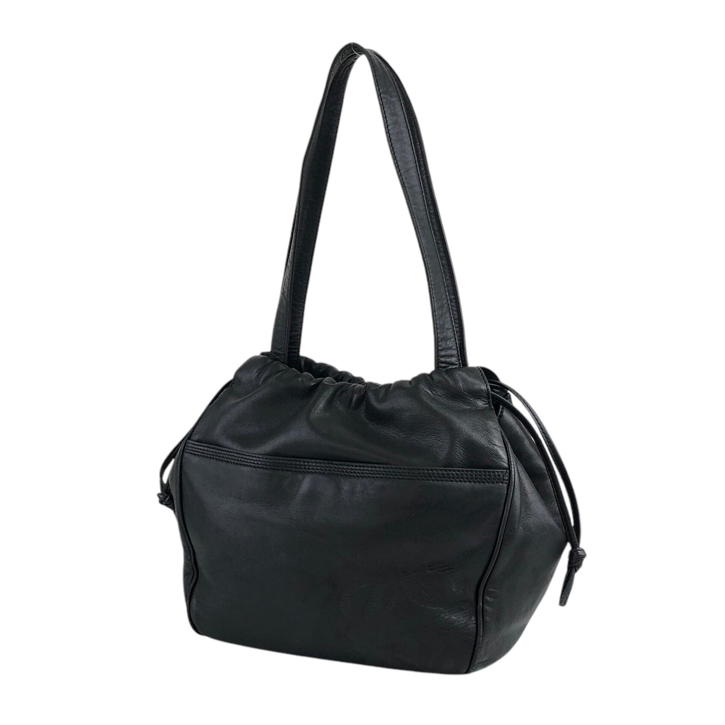 LOEWE Anagram Drawstring Handbag Black Vintage nggky5