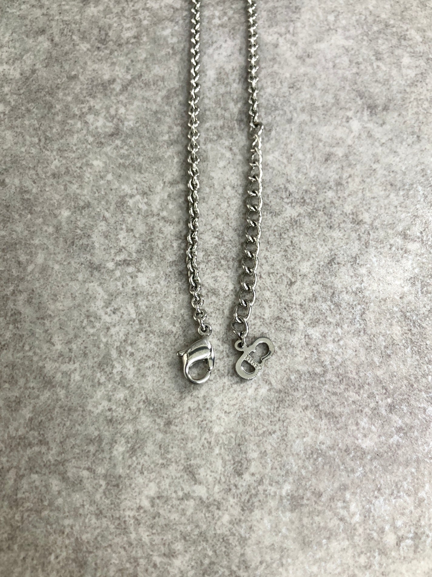 Christian Dior CD Logo Necklace Silver Vintage ttbxm8