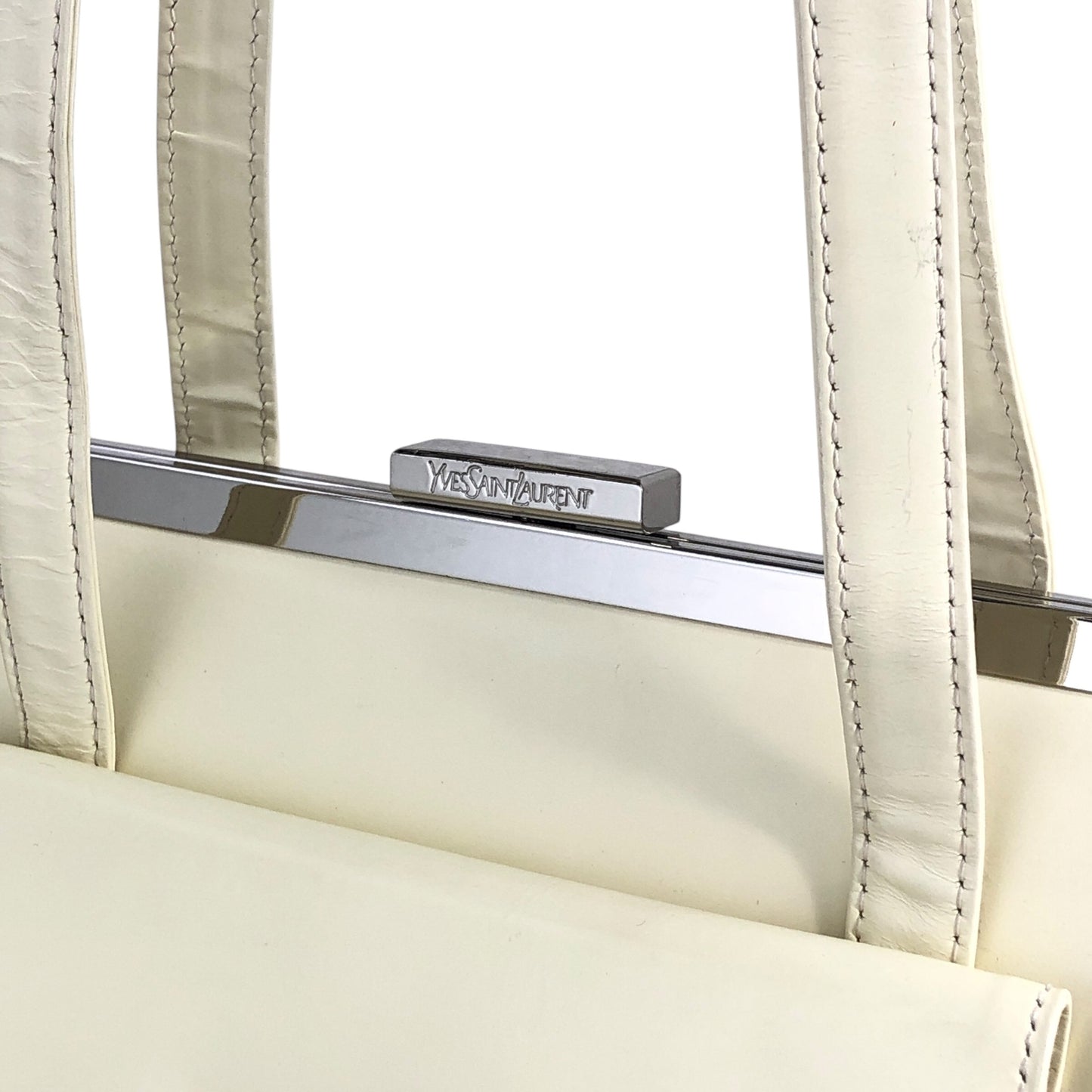 Yves Saint Laurent Logo Shoulder bag Ivory Vintage d5tgaj