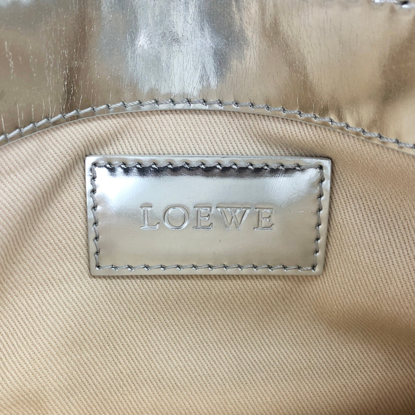 LOEWE Anagram Clutch bag Beige×Silver Vintage 6kjxsb