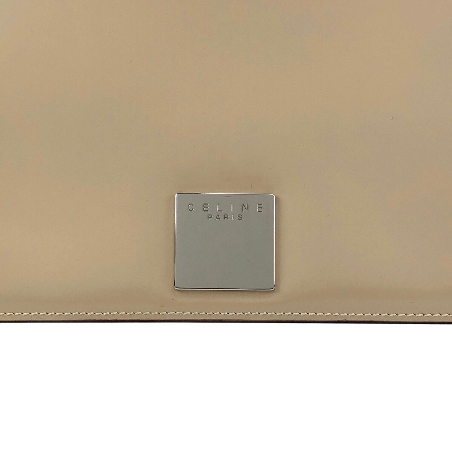 CELINE Logo Two-way Handbag Shoulder bag Beige Vintage nb66wk
