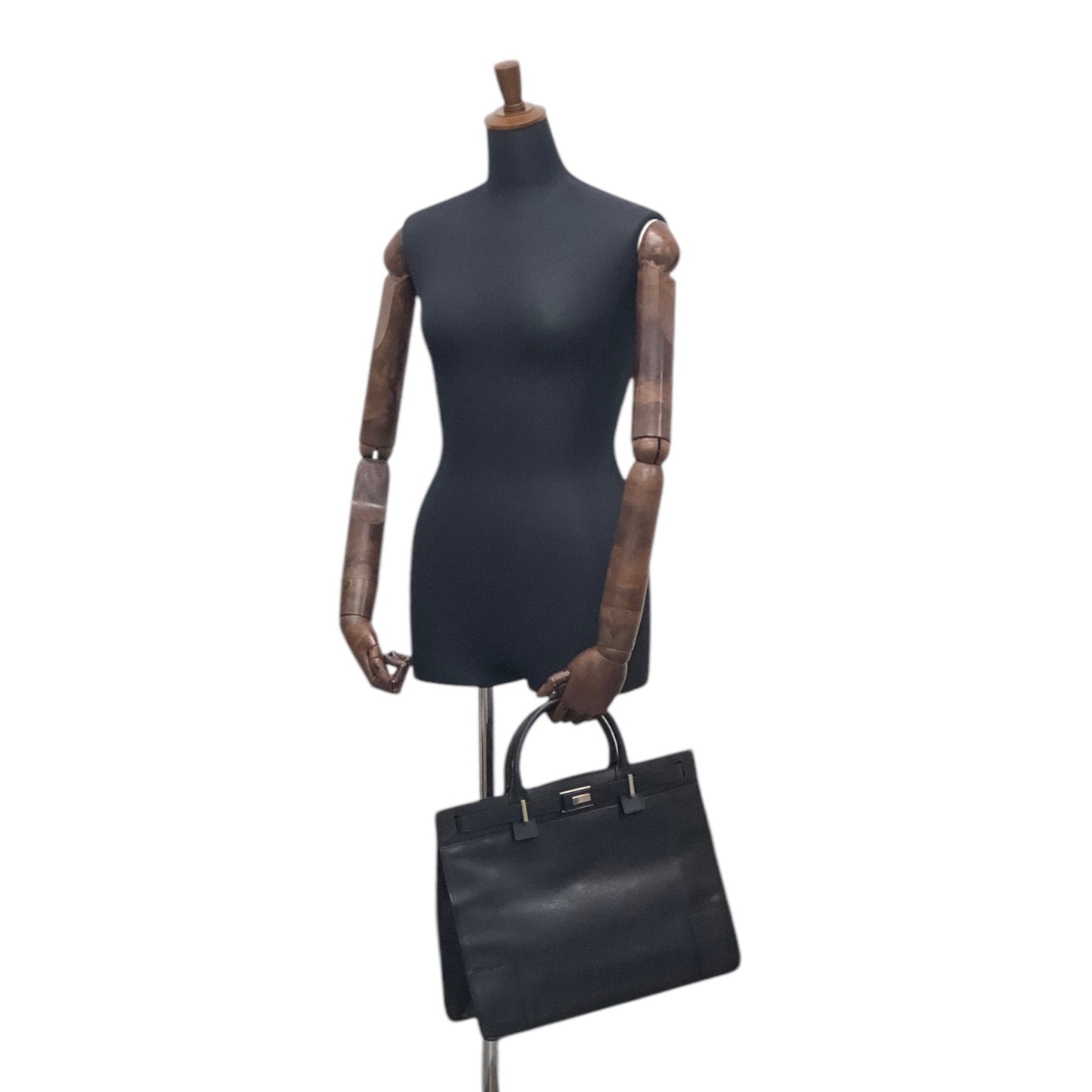 GUCCI Logo Handbag Black Vintage wmdsba