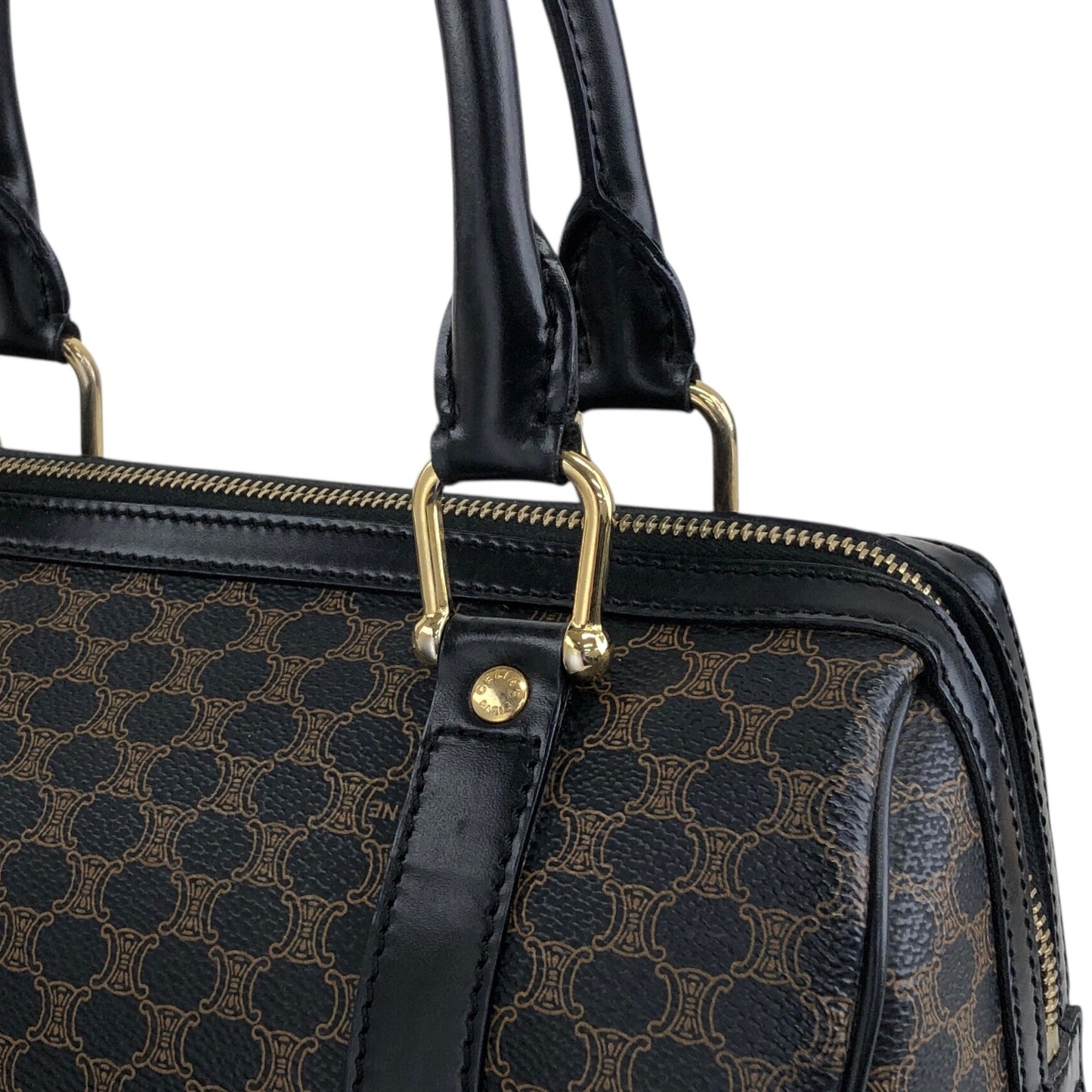 CELINE Macadam Two-way Small Boston bag Shoulder bag Black Vintage 5umhds
