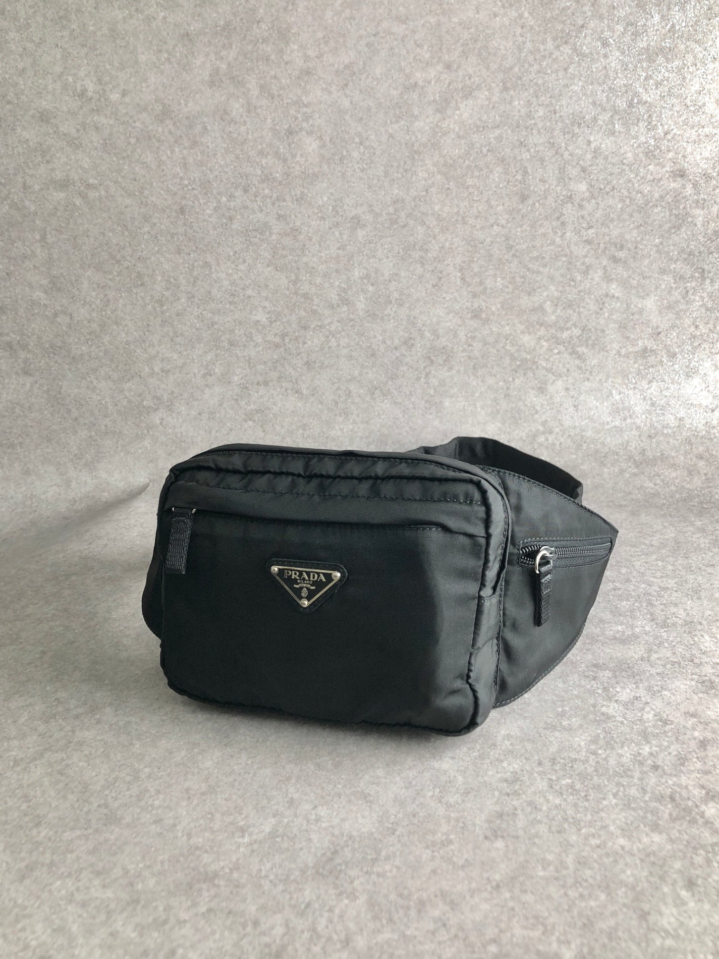 PRADA Tessuto Triangle Logo Sling bag Black V210 Vintage st4ma3