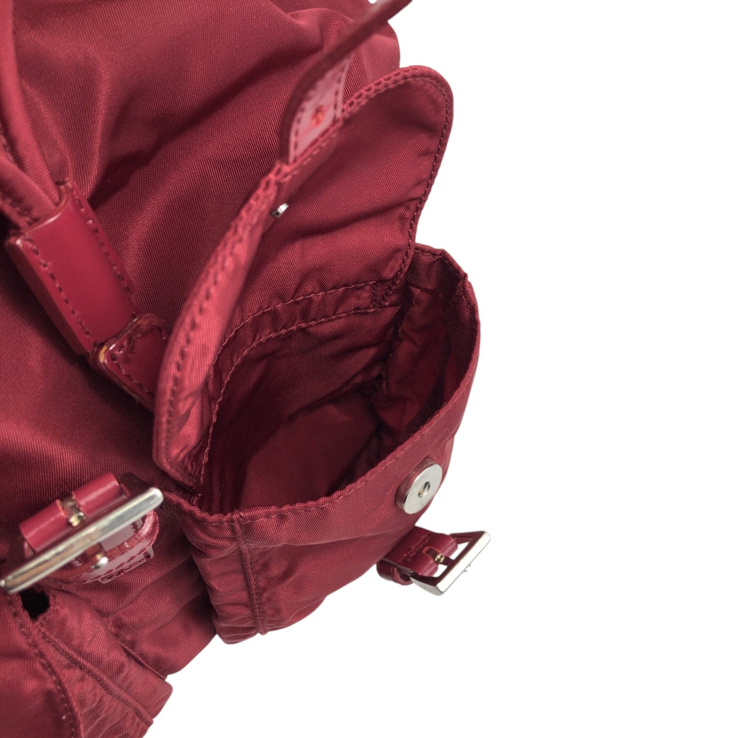 PRADA Triangle Logo Double Pocket Backpack Red Vintage 8jxw7p