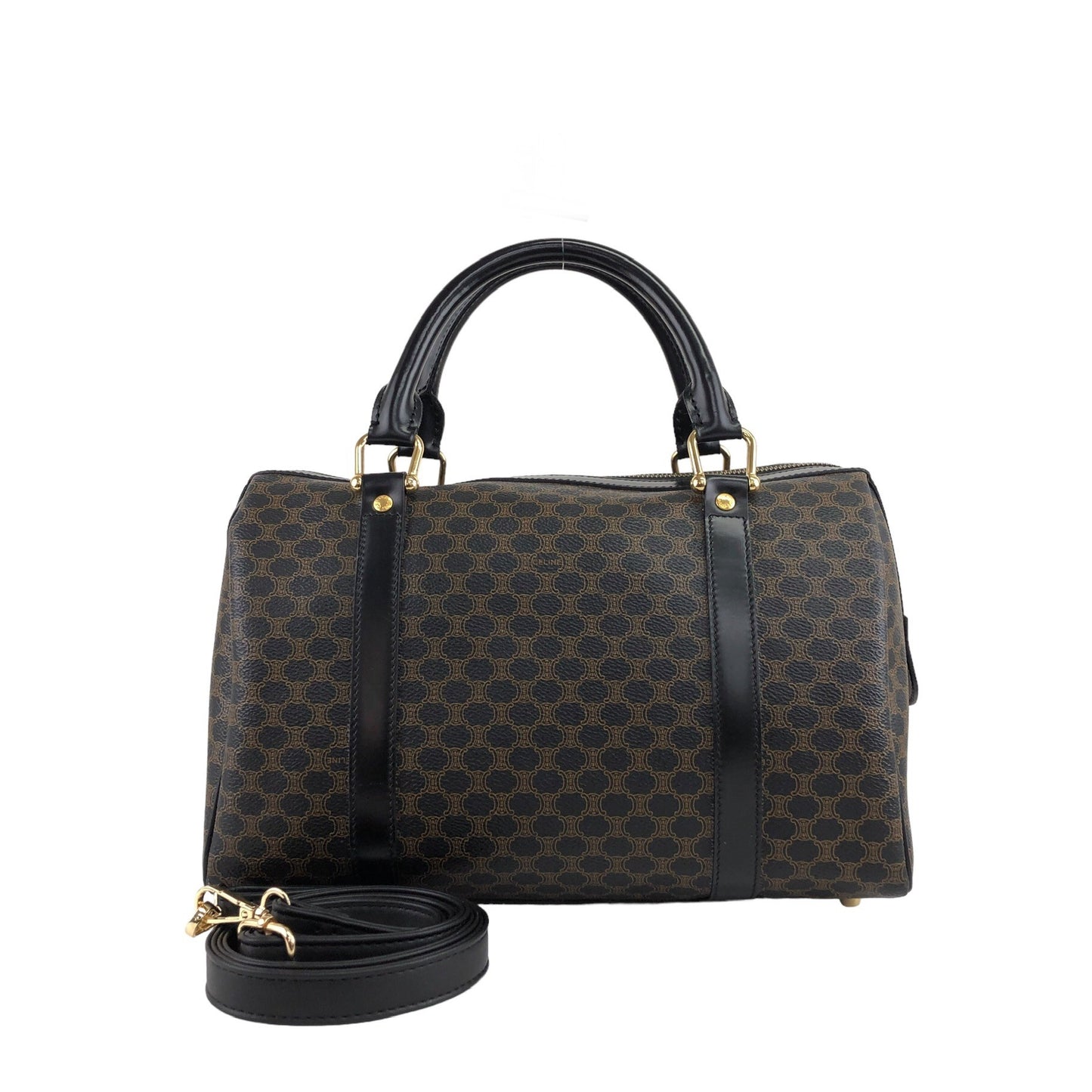 CELINE Macadam Two-way Small Boston bag Shoulder bag Black Vintage gsp5mv