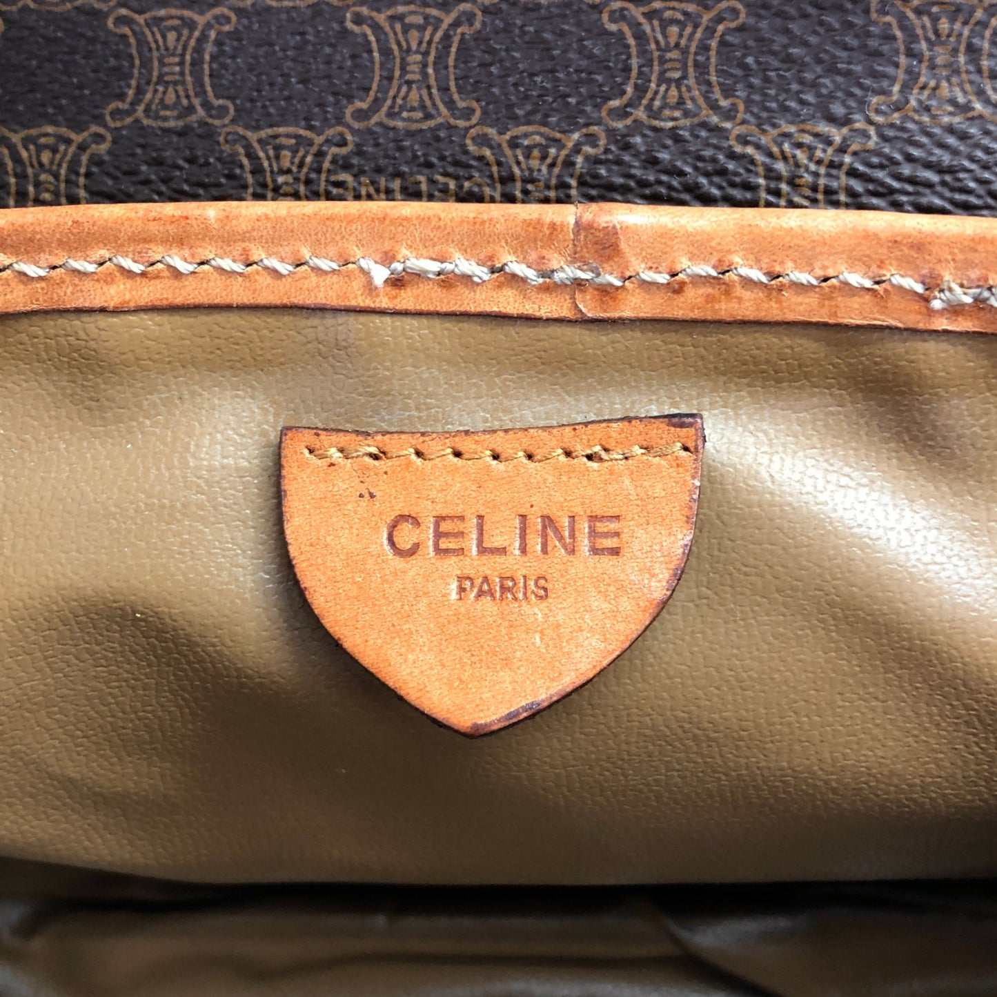 CELINE Macadam Blason Shoulder bag Brown Vintage nwujcb
