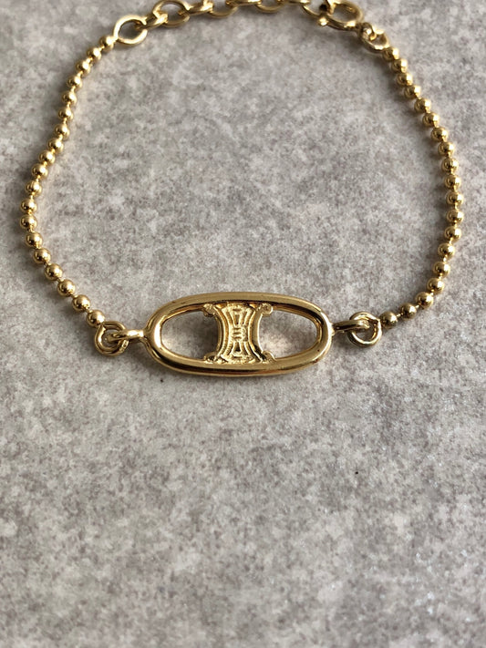 CELINE Triomphe Bracelet Gold Vintage dgnyca