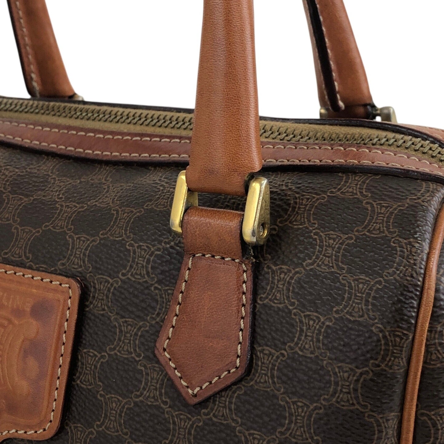 CELINE Macadam Blason Two-way Small Boston bag Shoulder bag Brown Vintage raubfw