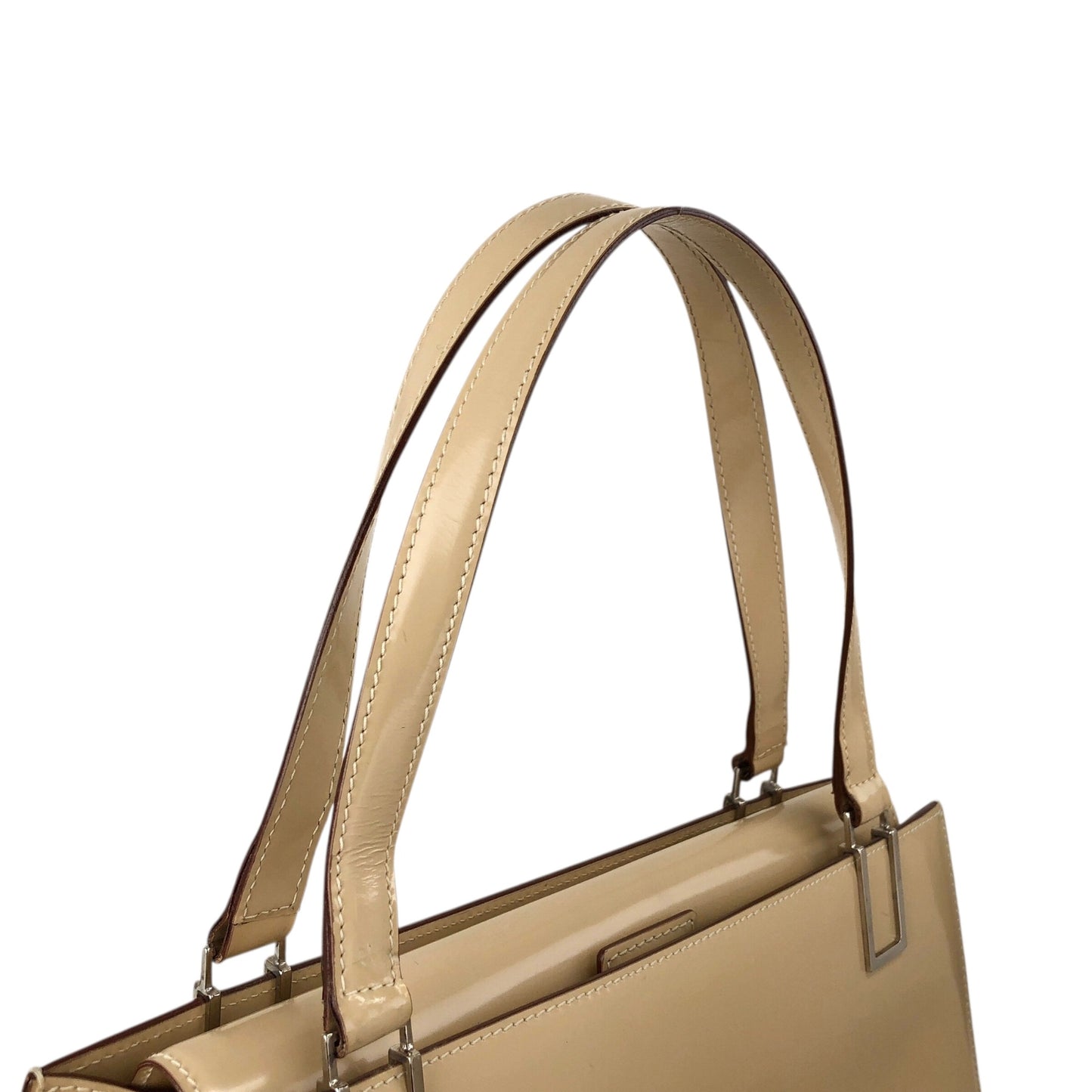CELINE Logo Two-way Handbag Shoulder bag Beige Vintage nb66wk