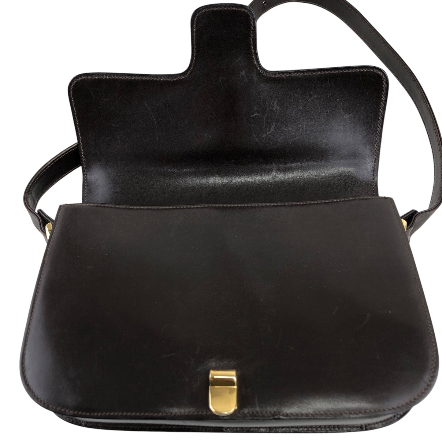 CELINE Horse Carriage Front Buckle Shoulder bag Brown Vintage mbdia8