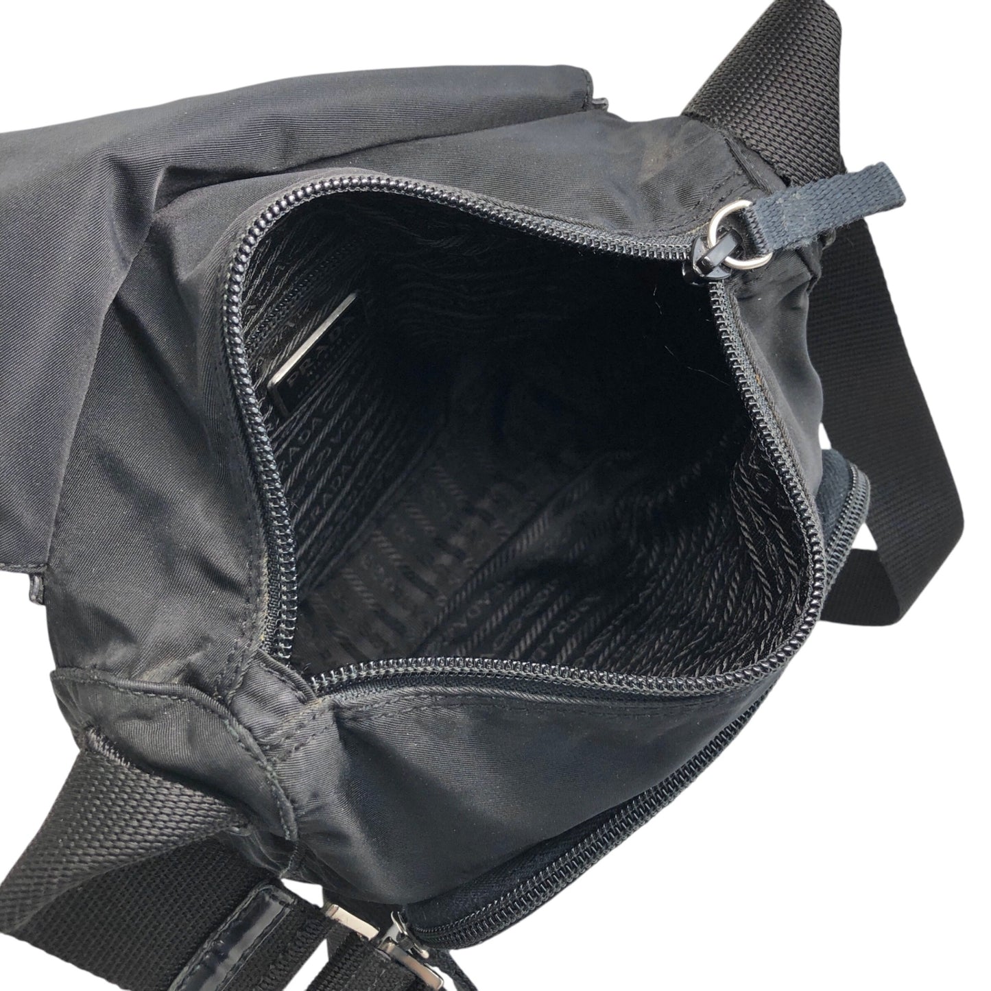 PRADA Triangle Logo Front Buckle Shoulder bag Black Vintage sx8cnr