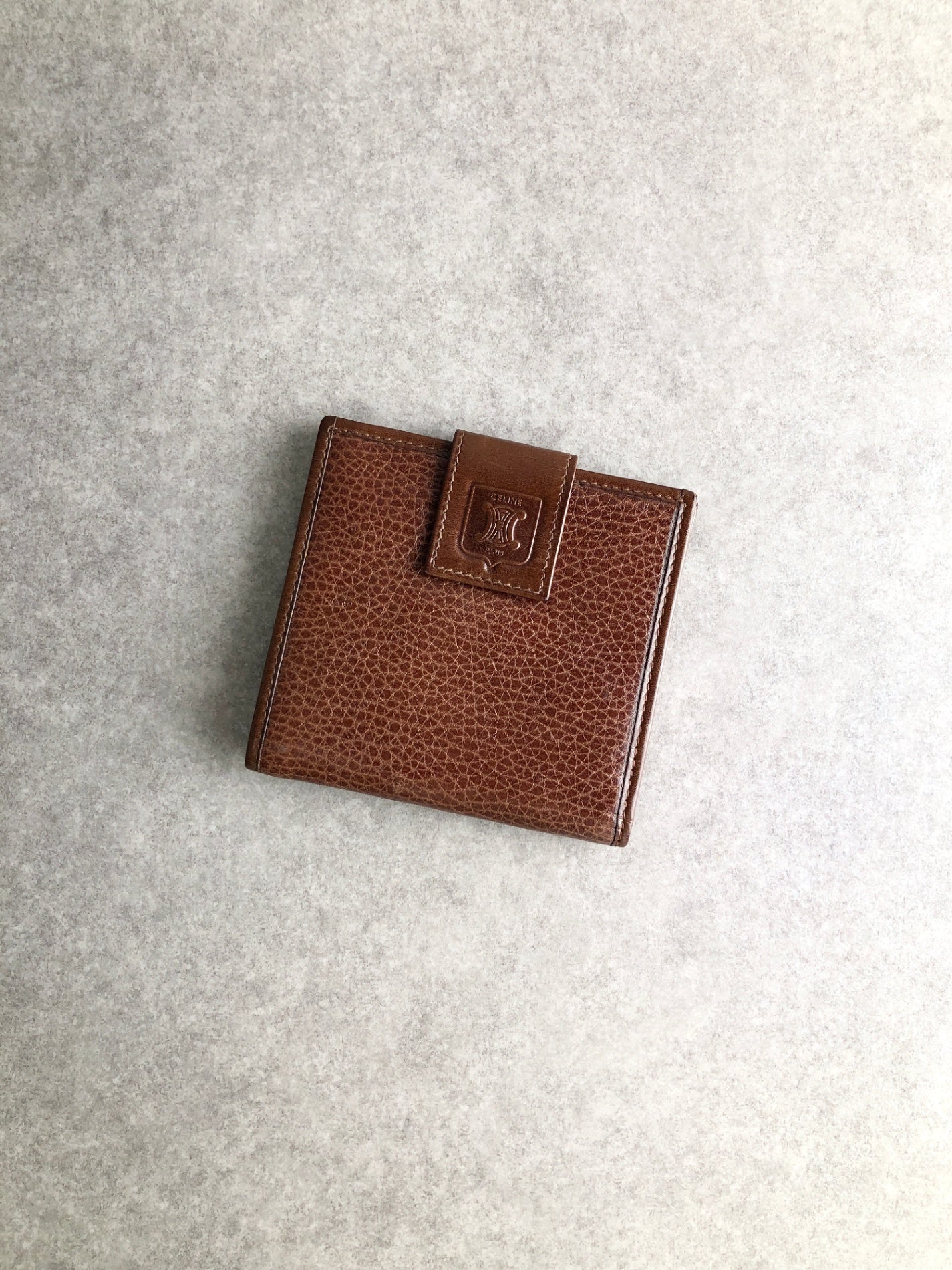 CELINE Blason Folded Wallet Brown Vintage 8zbhbm