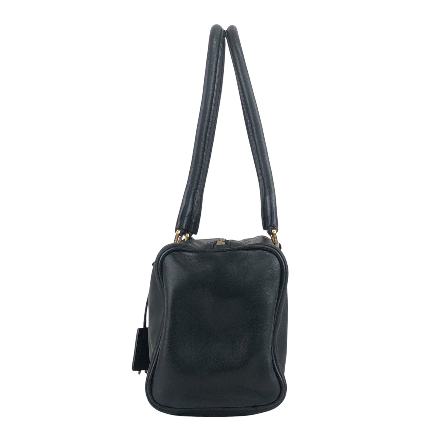PRADA Logo Embossed Handbag Black Vintage fu6tga