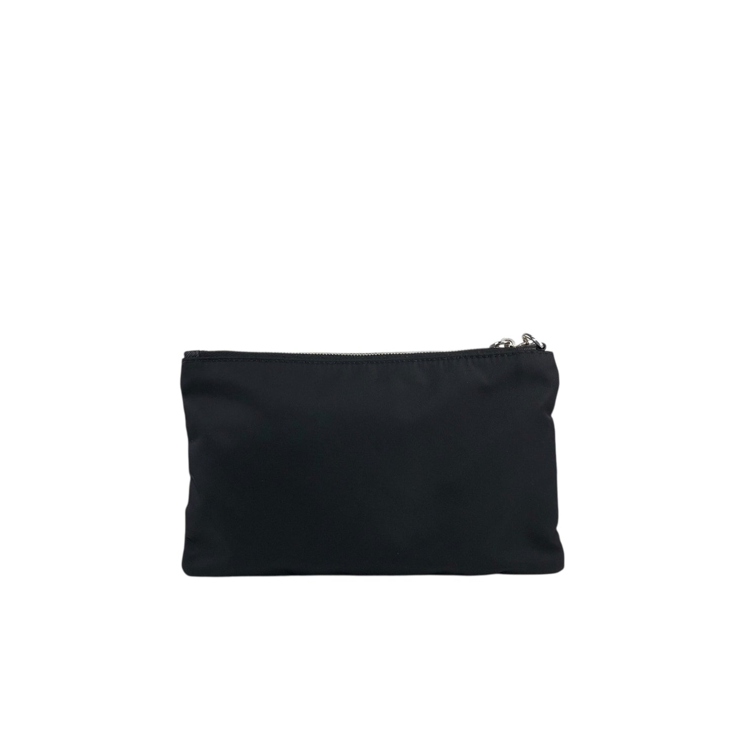 PRADA Triangle Logo Chain Small Handbag Pouch Black Vintage vhizxb