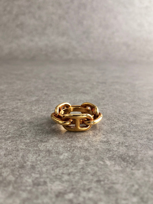 HERMES Chaine d'ancre Scarf Ring Gold Vintage ydyawz