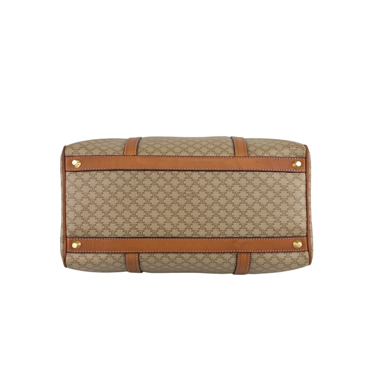 CELINE Macadam Blason Handbag Boston bag Beige Vintage ud4tv5