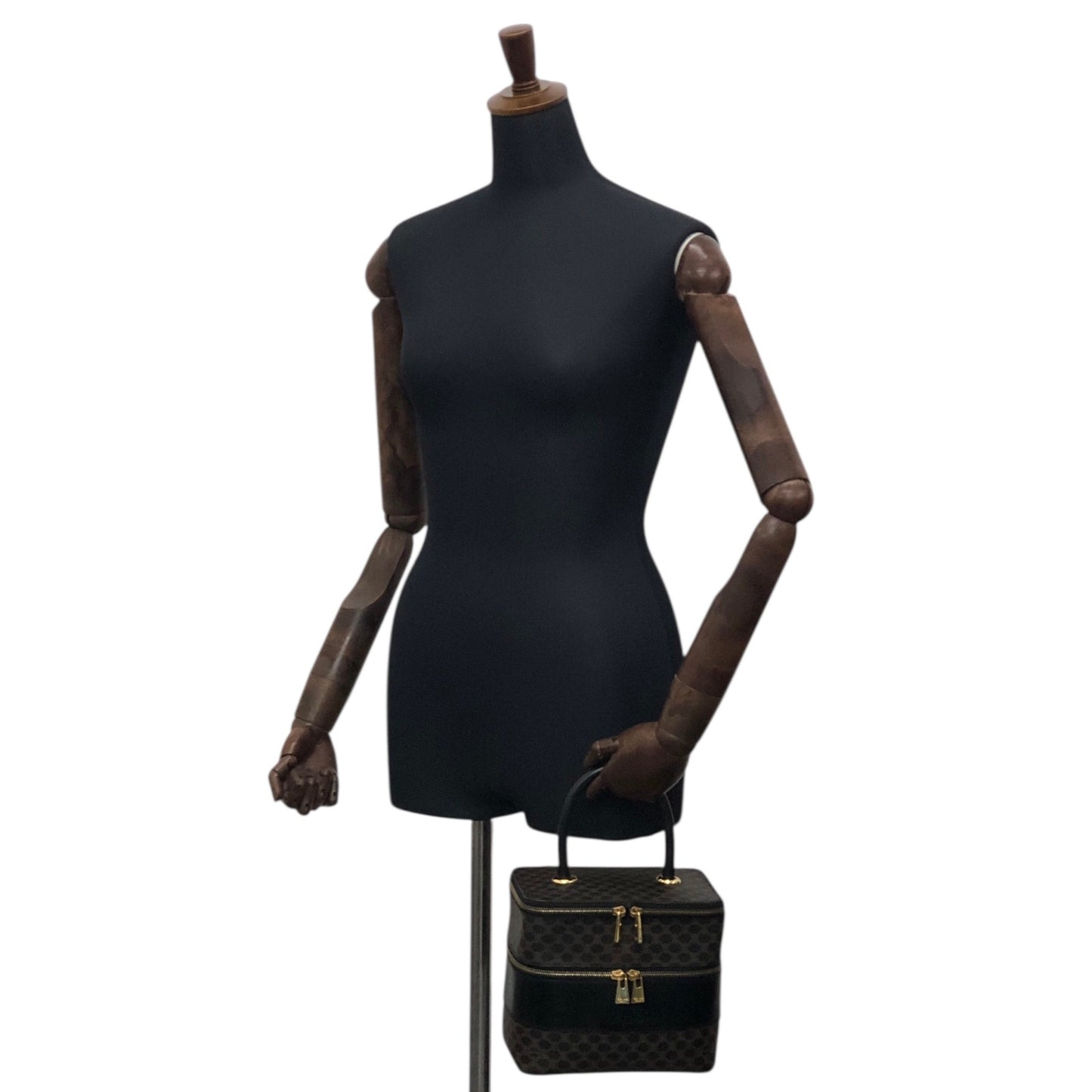 CELINE Macadam Triomphe Handbag Vanity bag Black Vintage utd2i7