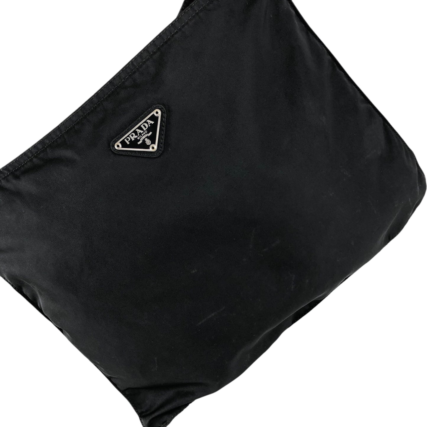 PRADA Tessuto Triangle Logo Shoulder bag Black Vintage cgen7x