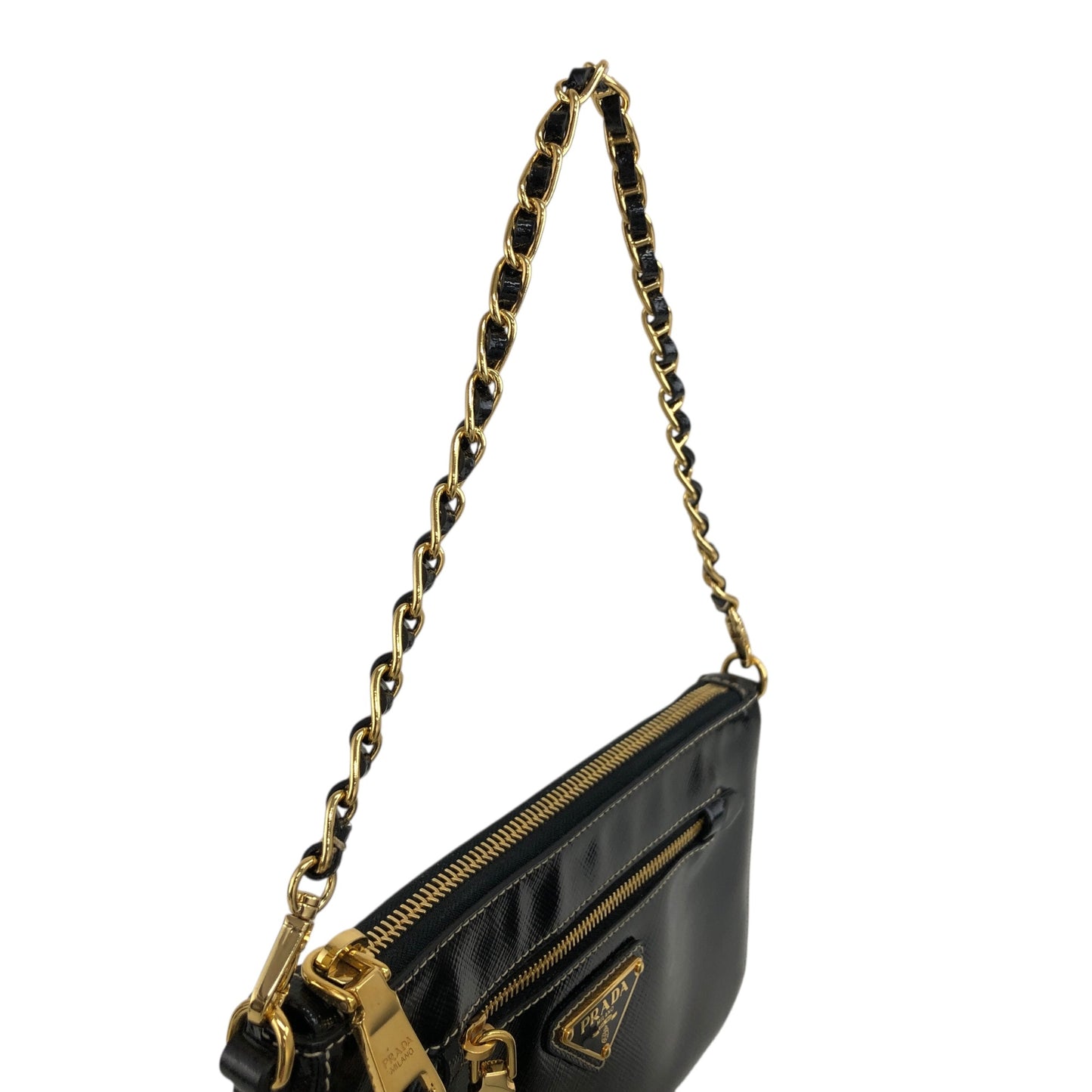 PRADA Triangle Logo Two-way Small Handbag Shoulder bag Black Vintage 4ndzyf