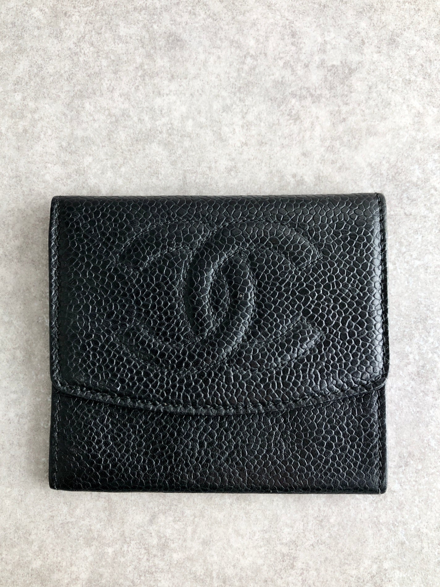 CHANEL Coco Mark 折疊零皮夾 黑色 復古 j3hztw