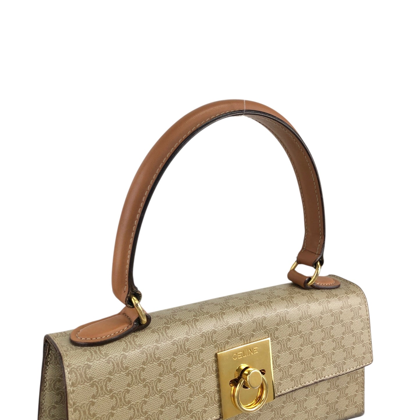 CELINE Macadam Gancini Handbag Beige Vintage 73dnvv