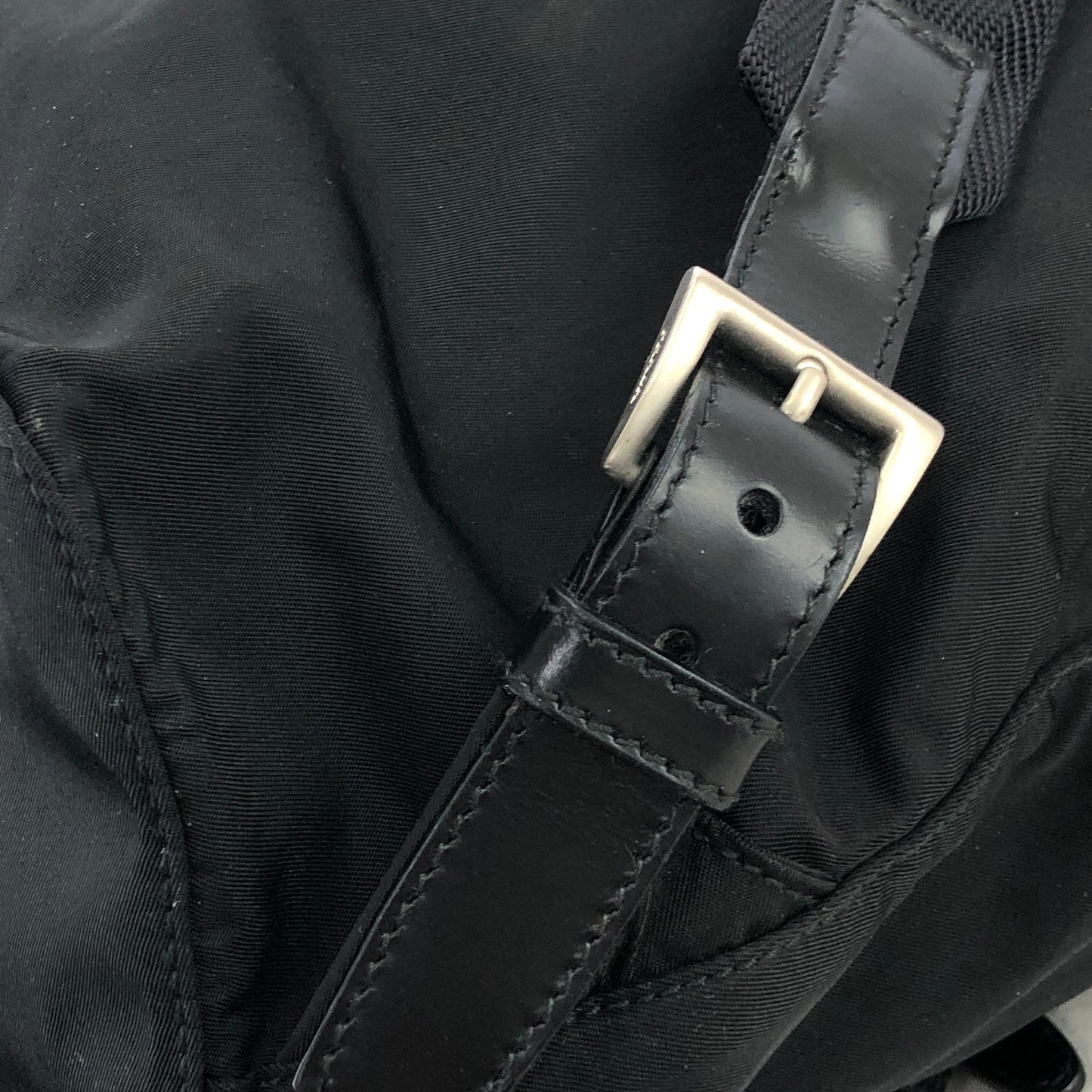 PRADA Triangle Logo Nylon Backpack Black Vintage js64pa