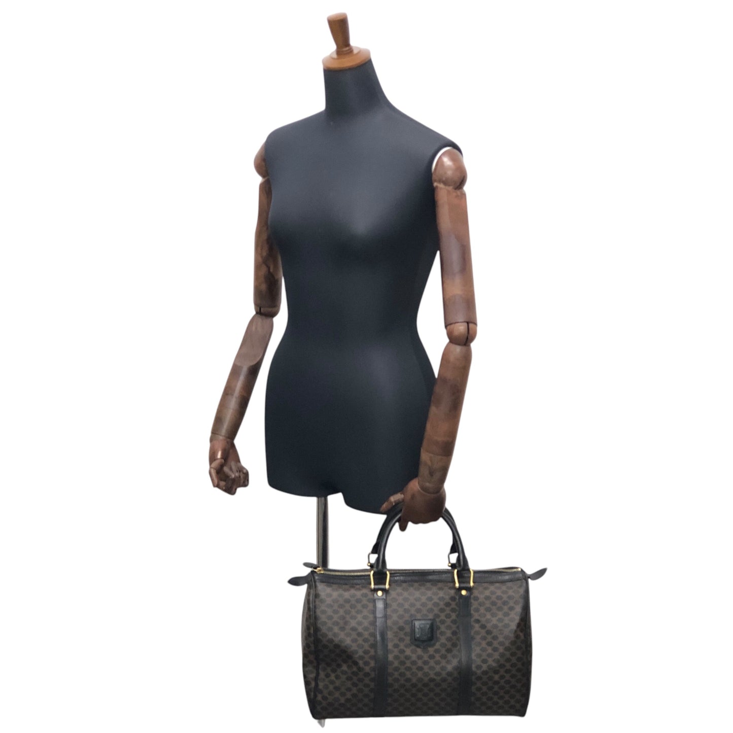 CELINE Macadam Blason Handbag Boston bag Black Vintage ibfr5i