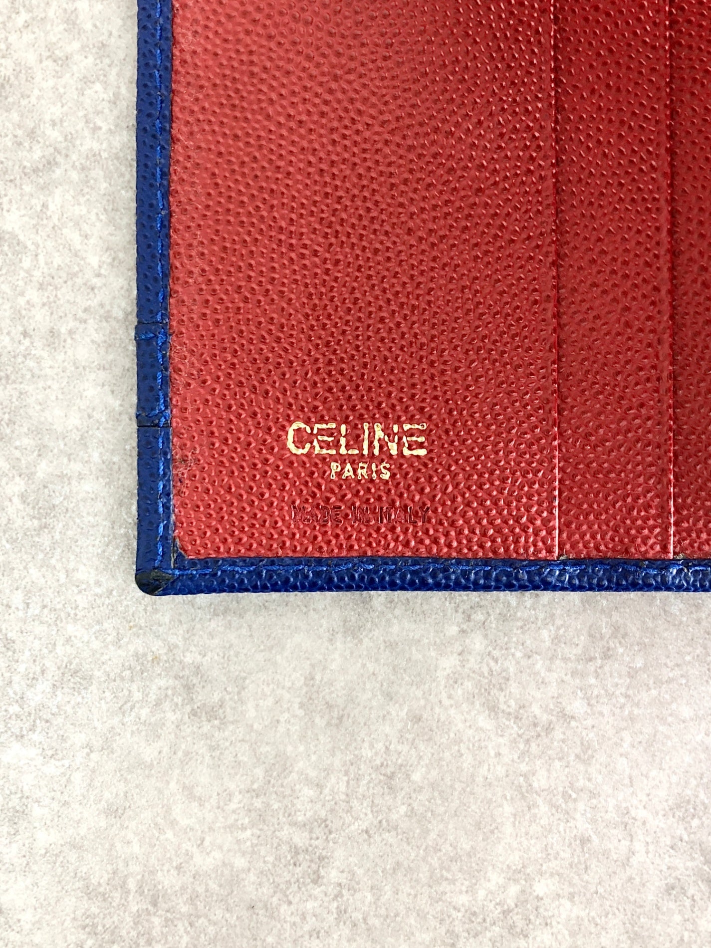 CELINE Blason Folded Wallet Blue Vintage 8k5sbu