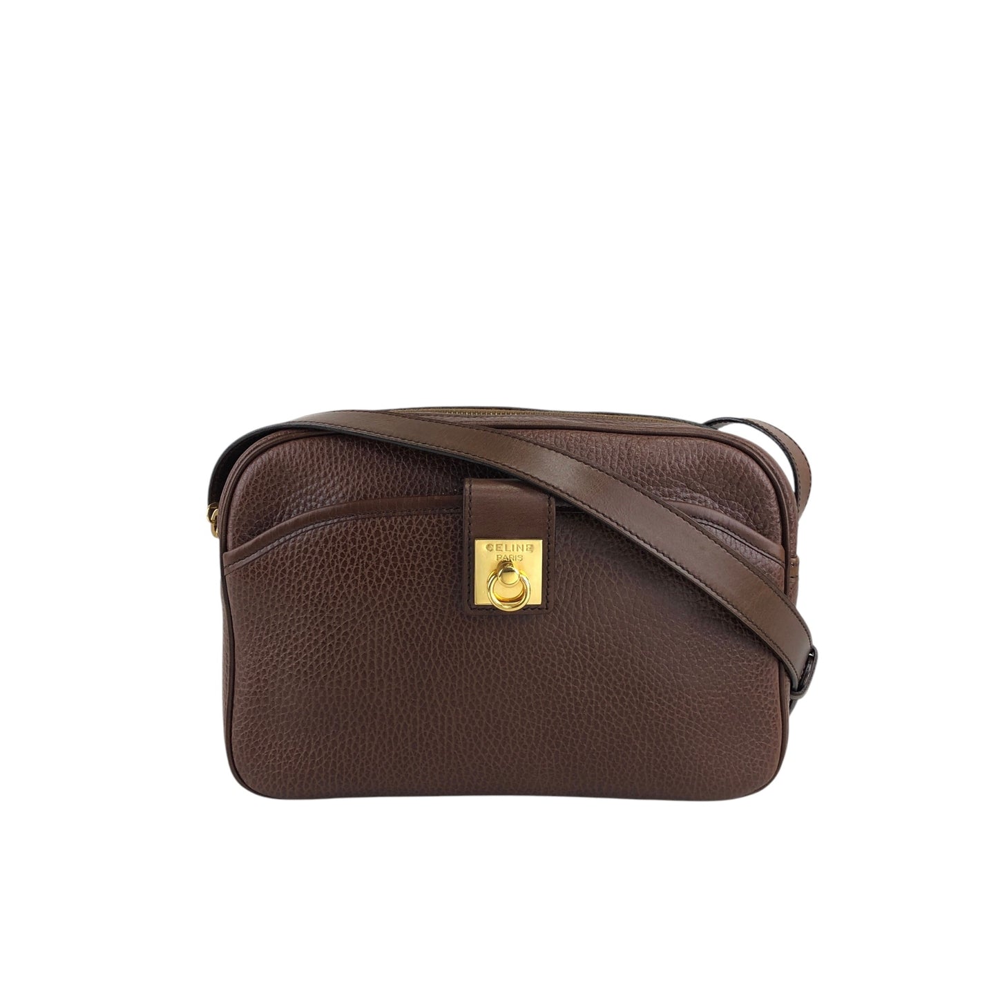 CELINE Gancini Shoulder bag Brown Vintage xdbhnp