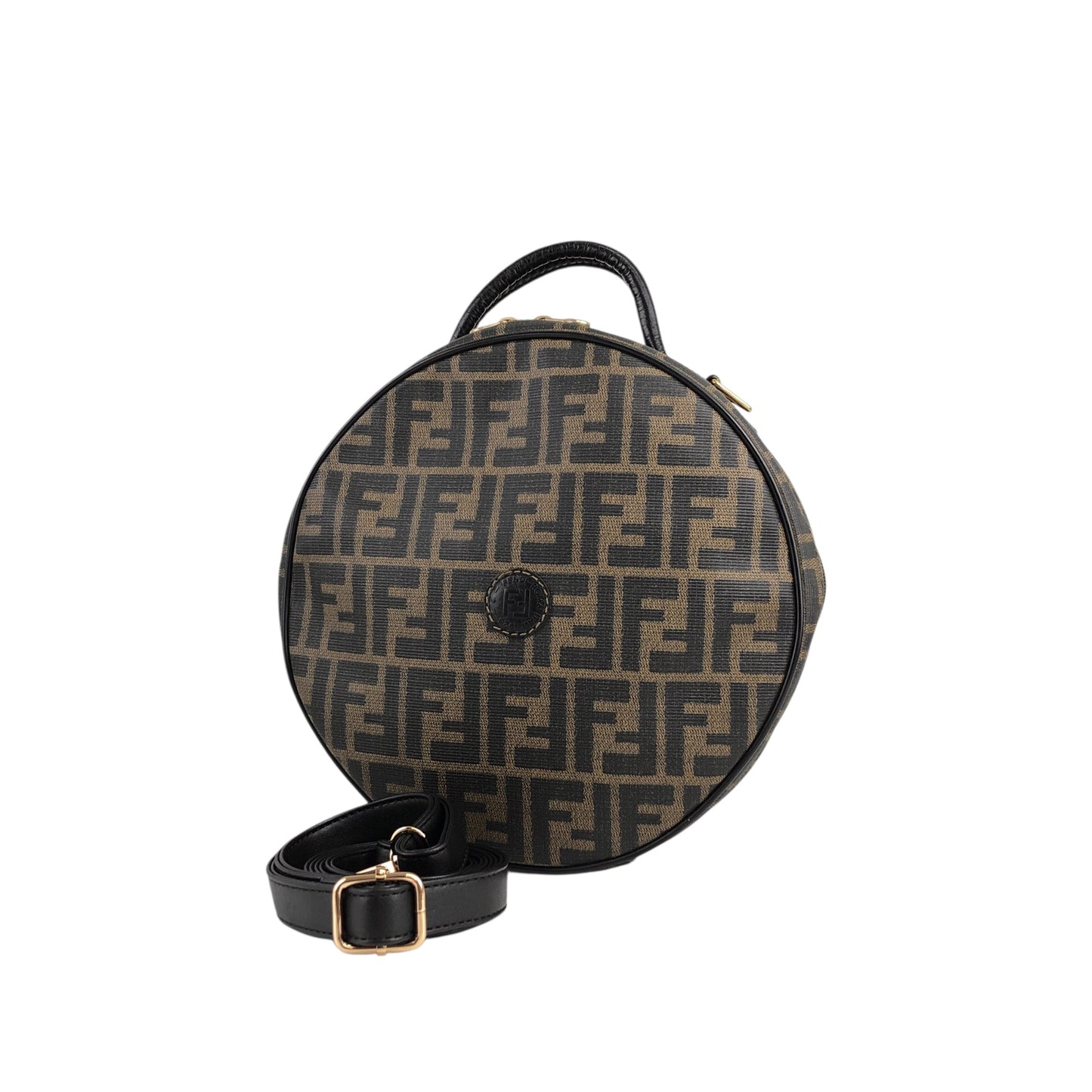 FENDI Zucca Two-way Handbag Shoulder bag Black Vintage 77gy33