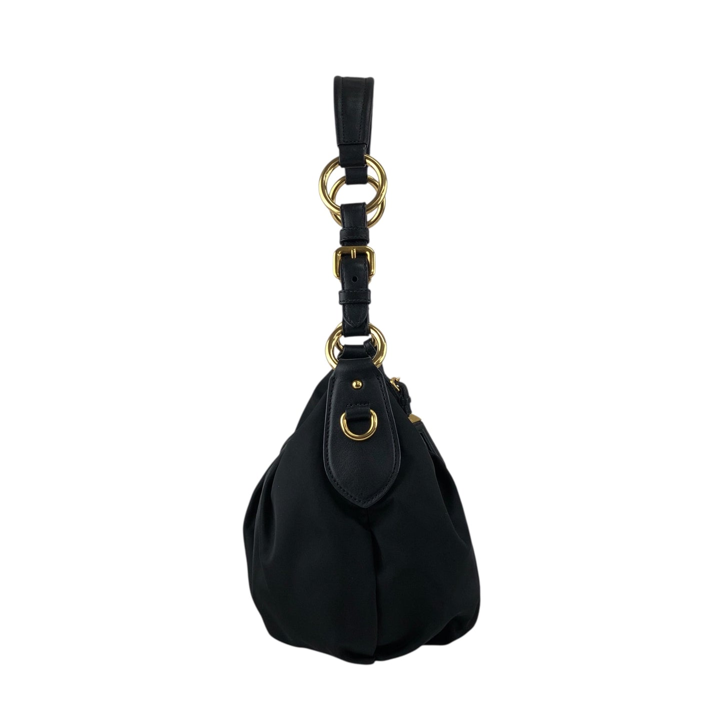 PRADA Tessuto Triangle Logo Shoulder bag Hobobag Black Vintage e3vera