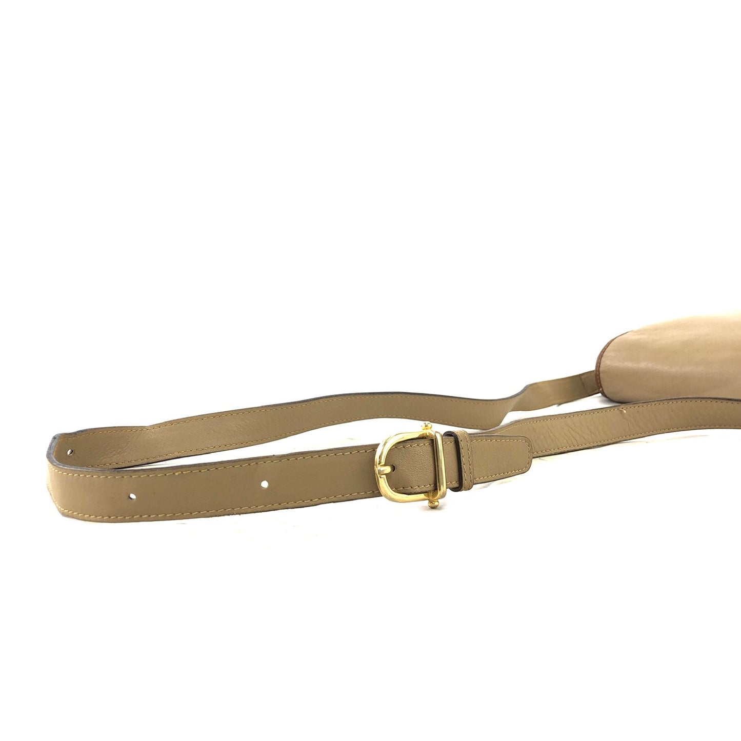 CELINE Triomphe Brown Piping Flap Leather Crossbody Shoulder bag Beige Vintage i8vt8s