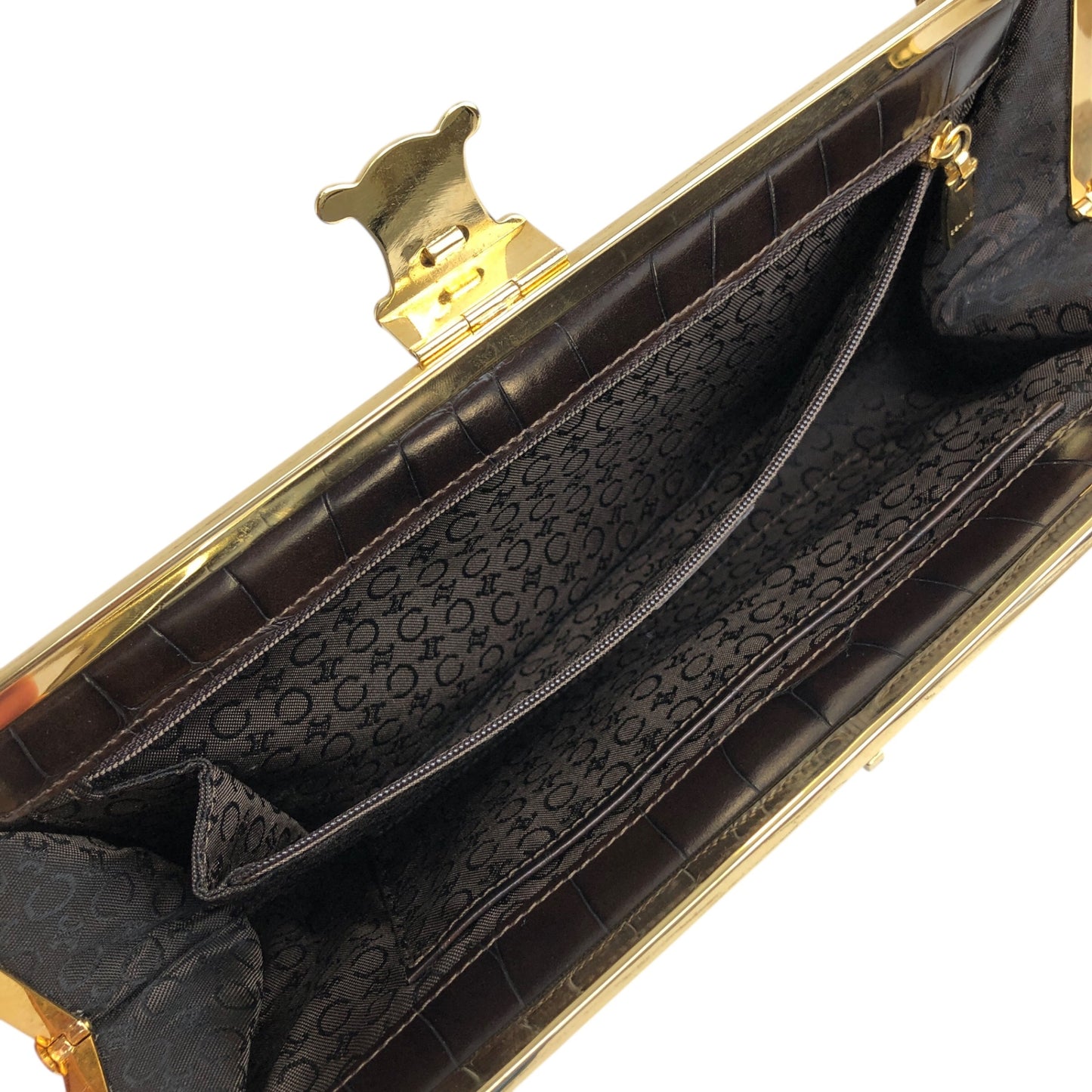 CELINE Triomphe Chain Shoulder bag Brown Vintage tedt2b