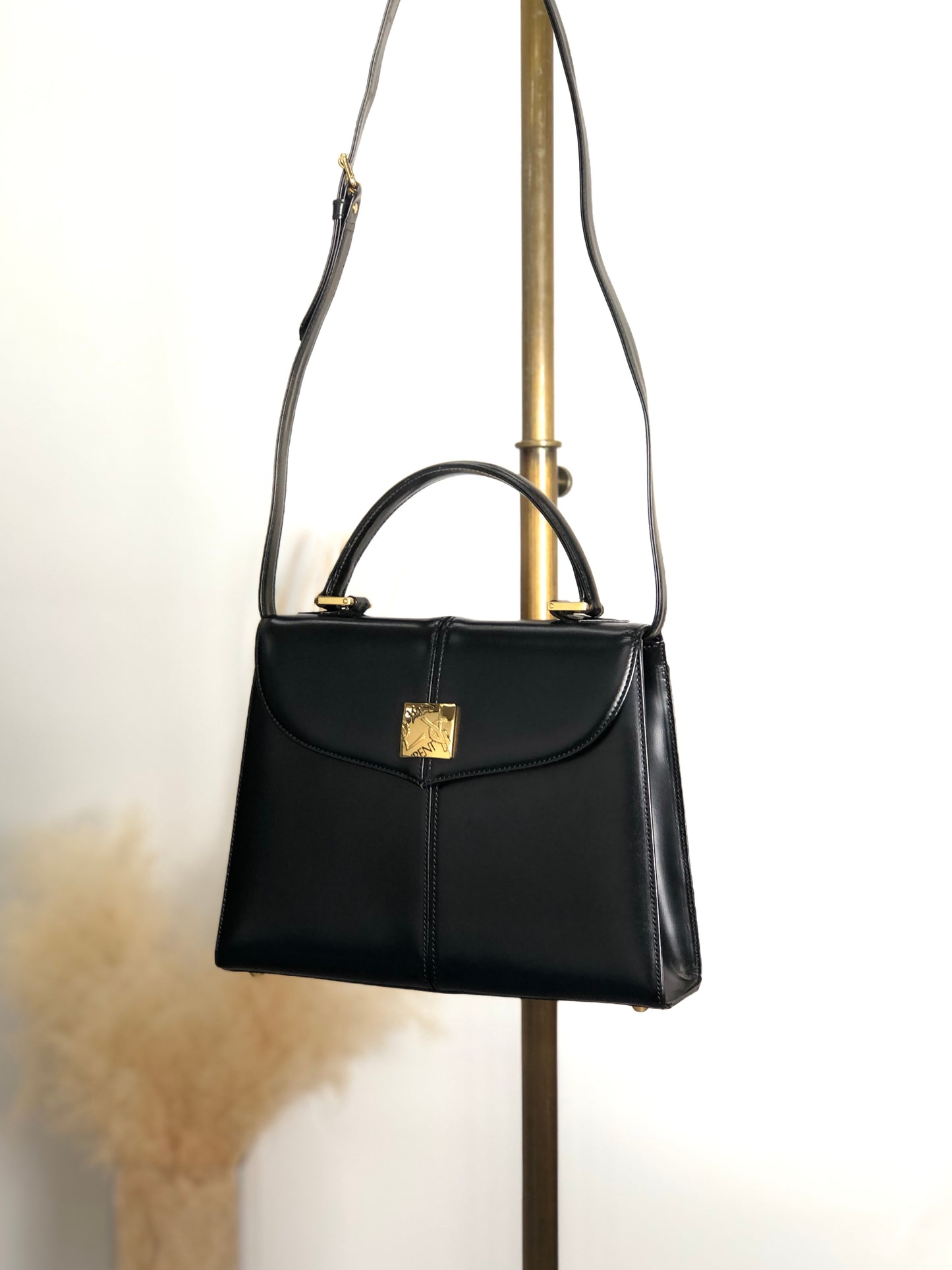 Yves Saint Laurent YSL 標誌雙向手袋單肩包黑色復古 sd7ybz