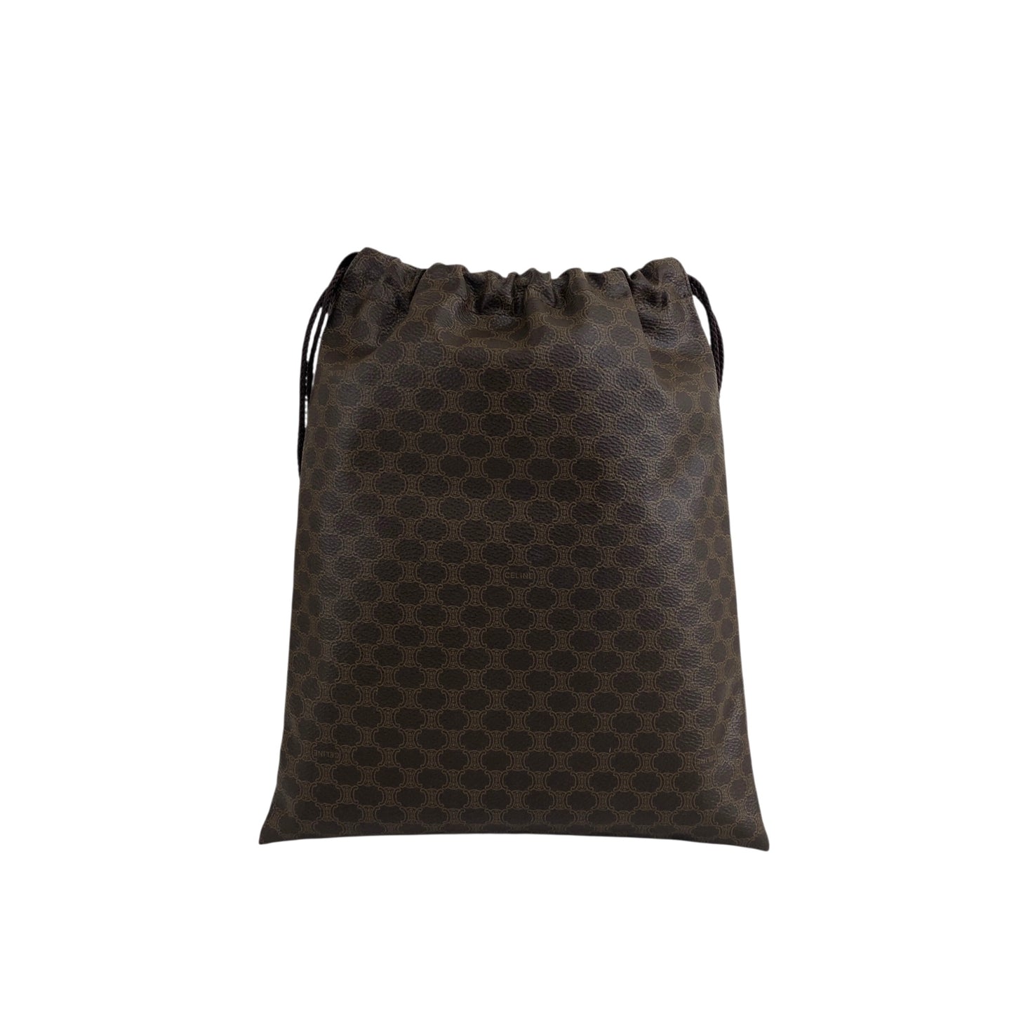 CELINE Macadam Blason Drawstring Small Handbag Pouch Brown Vintage 2fz5x8