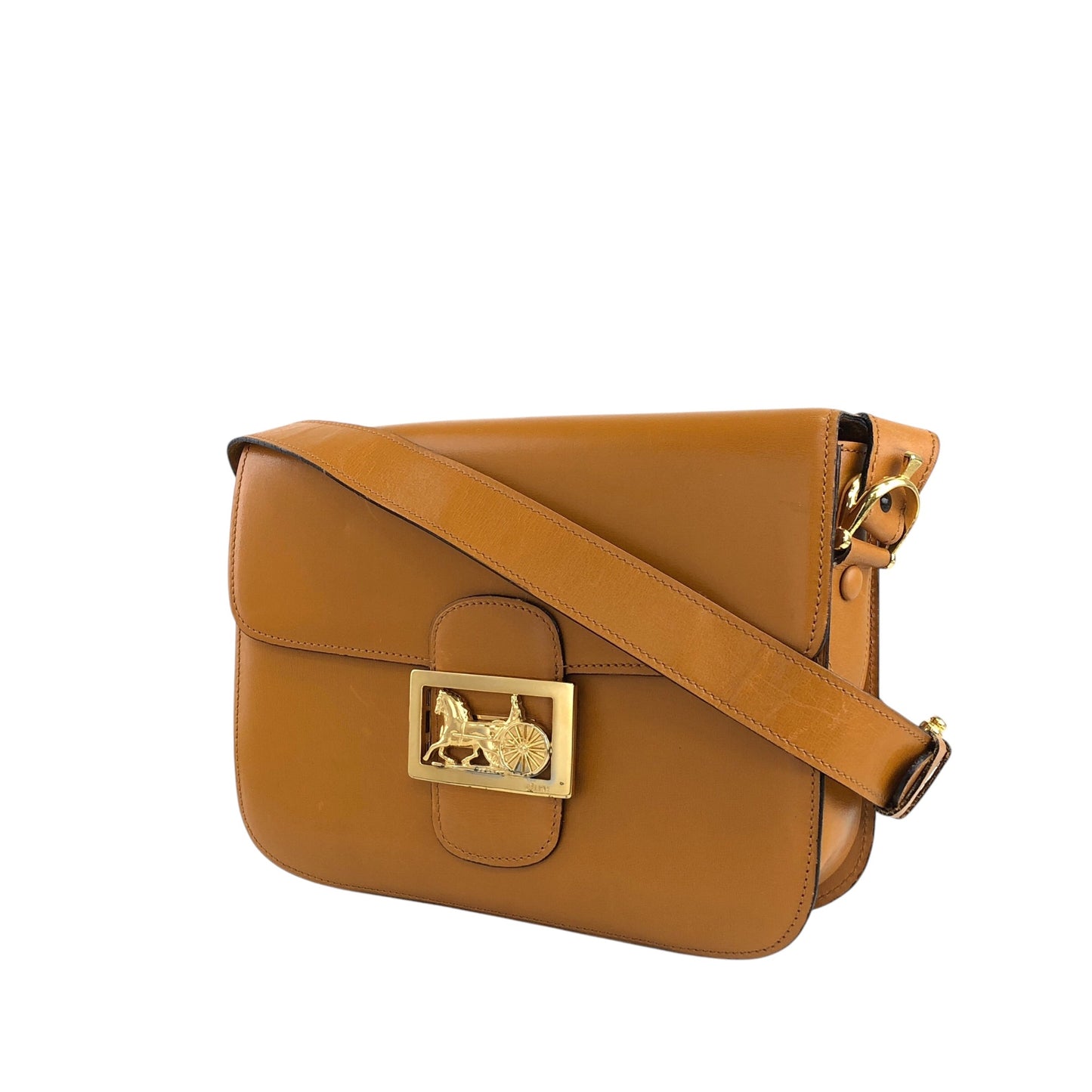 CELINE Horse Carriage Shoulder bag Camel Vintage uv4ggf