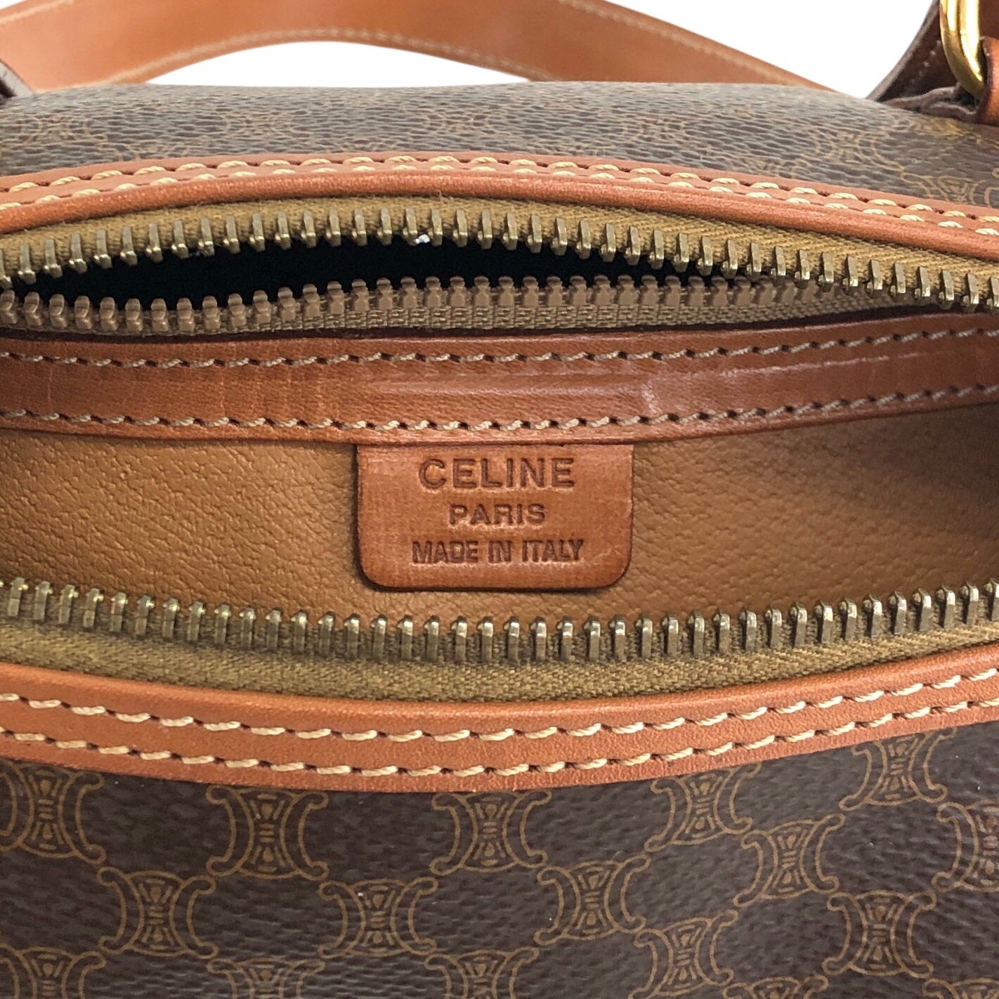 CELINE Macadam Blason Handbag Brown Vintage vkp6jp