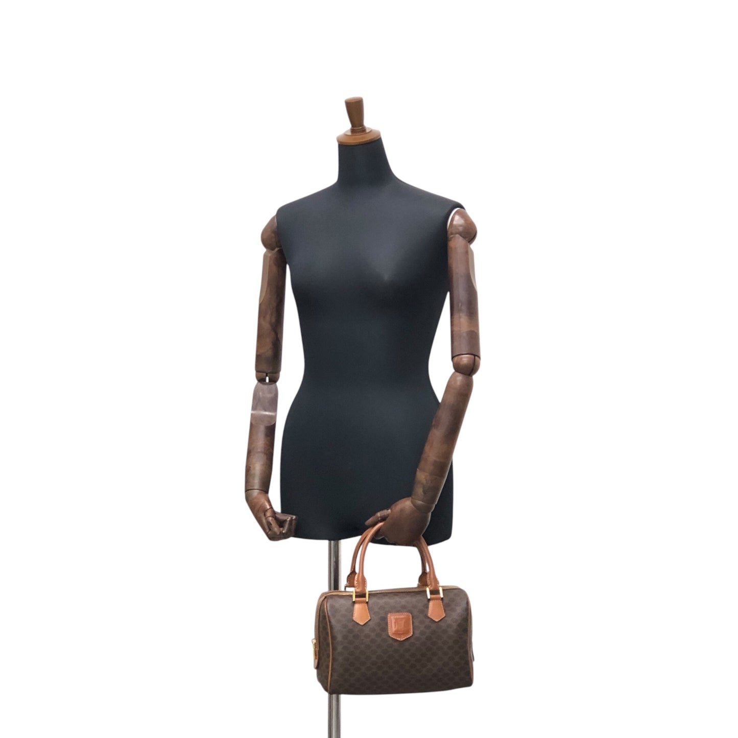 CELINE Macadam Blason Handbag Boston bag Brown Vintage 5btbte