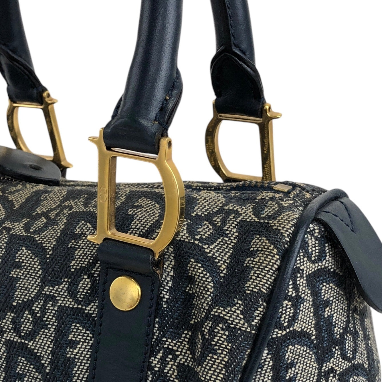 Christian Dior Trotter Padlock Handbag Navy Vintage hua5x2