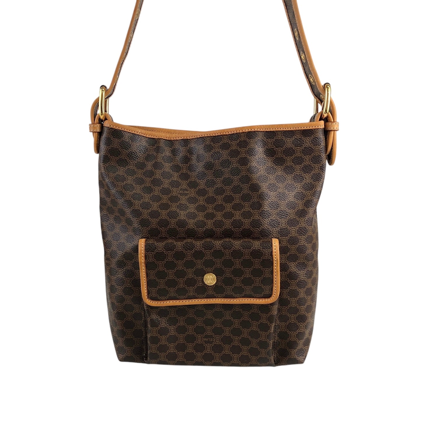 CELINE Macadam Shoulder bag Brown Vintage f23gdx