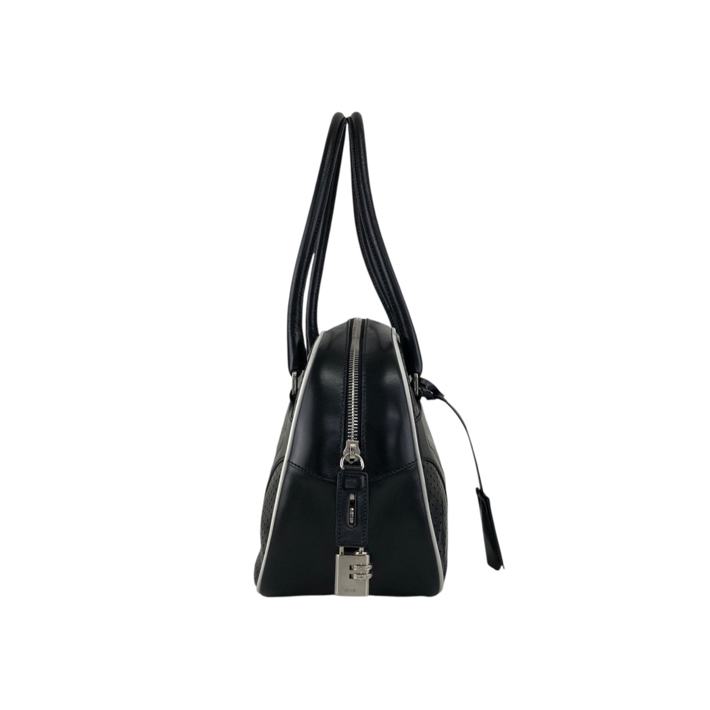 PRADA Padlock Small Boston bag Handbag Black Vintage vcg8wk