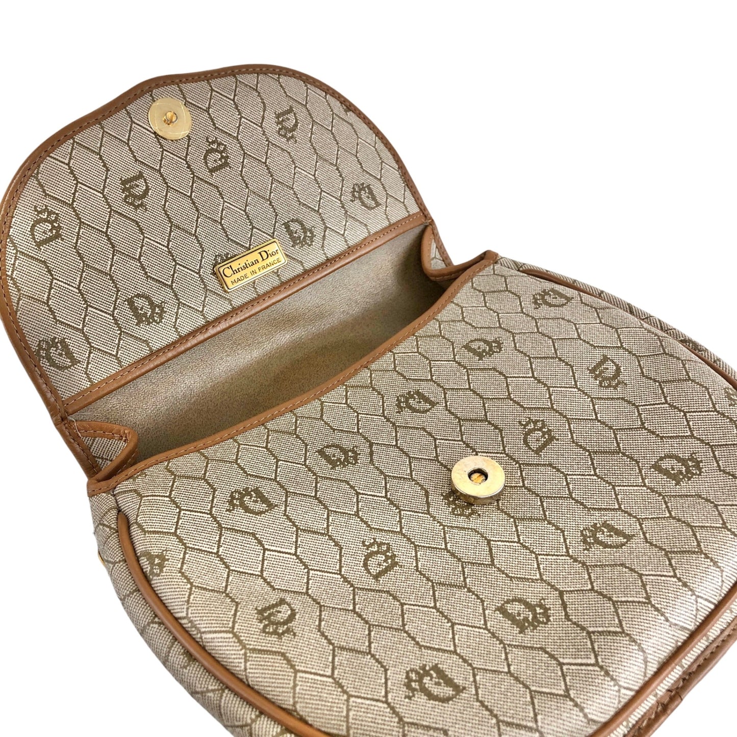 Christian Dior Honeycomb Pattern Logo Shoulder bag Beige Vintage gage6d