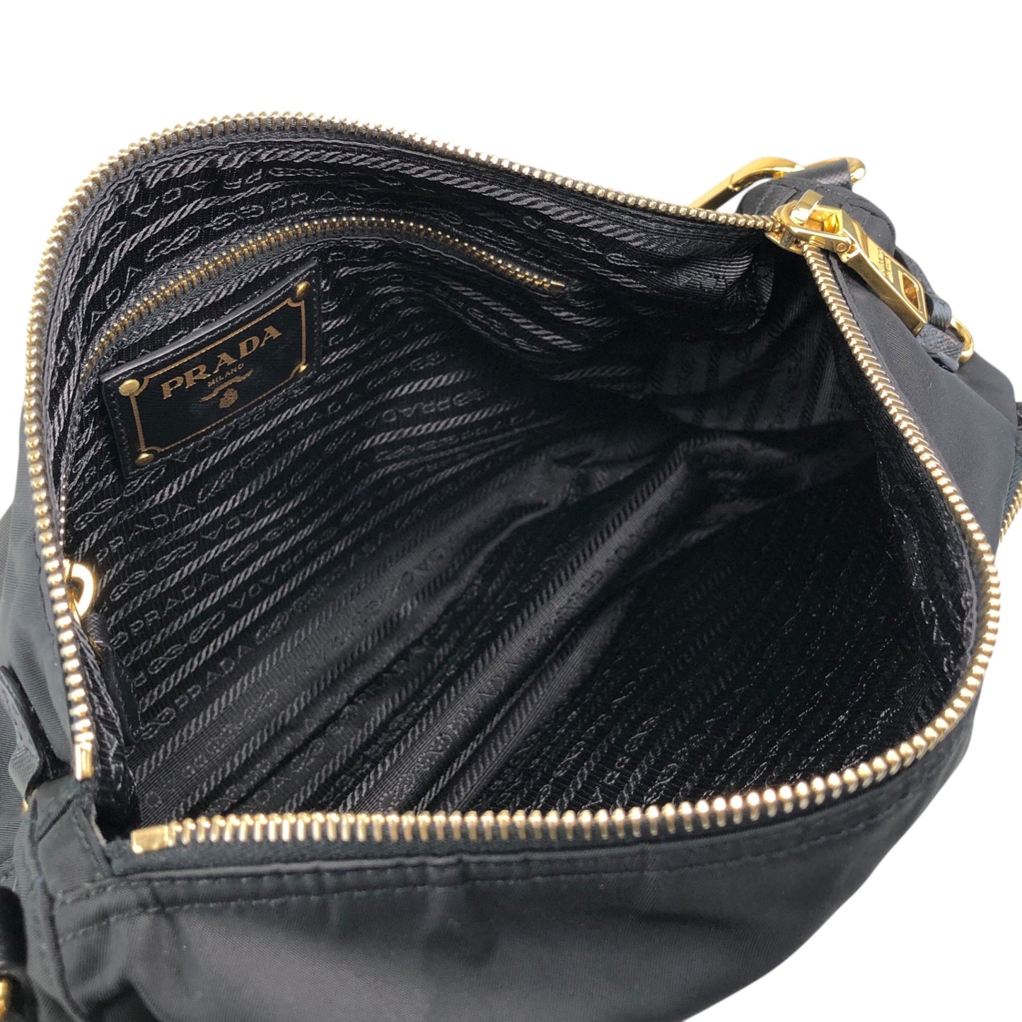 PRADA Logo Shoulder bag Black BT0689 Vintage s35m2a