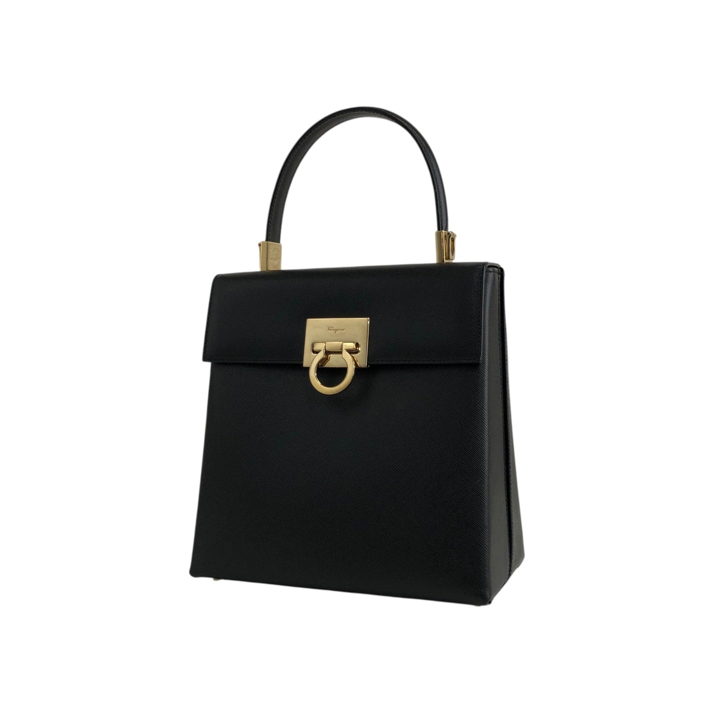 Salvatore Ferragamo Gancini Two-way Handbag Shoulder bag Black Vintage zaxbv3
