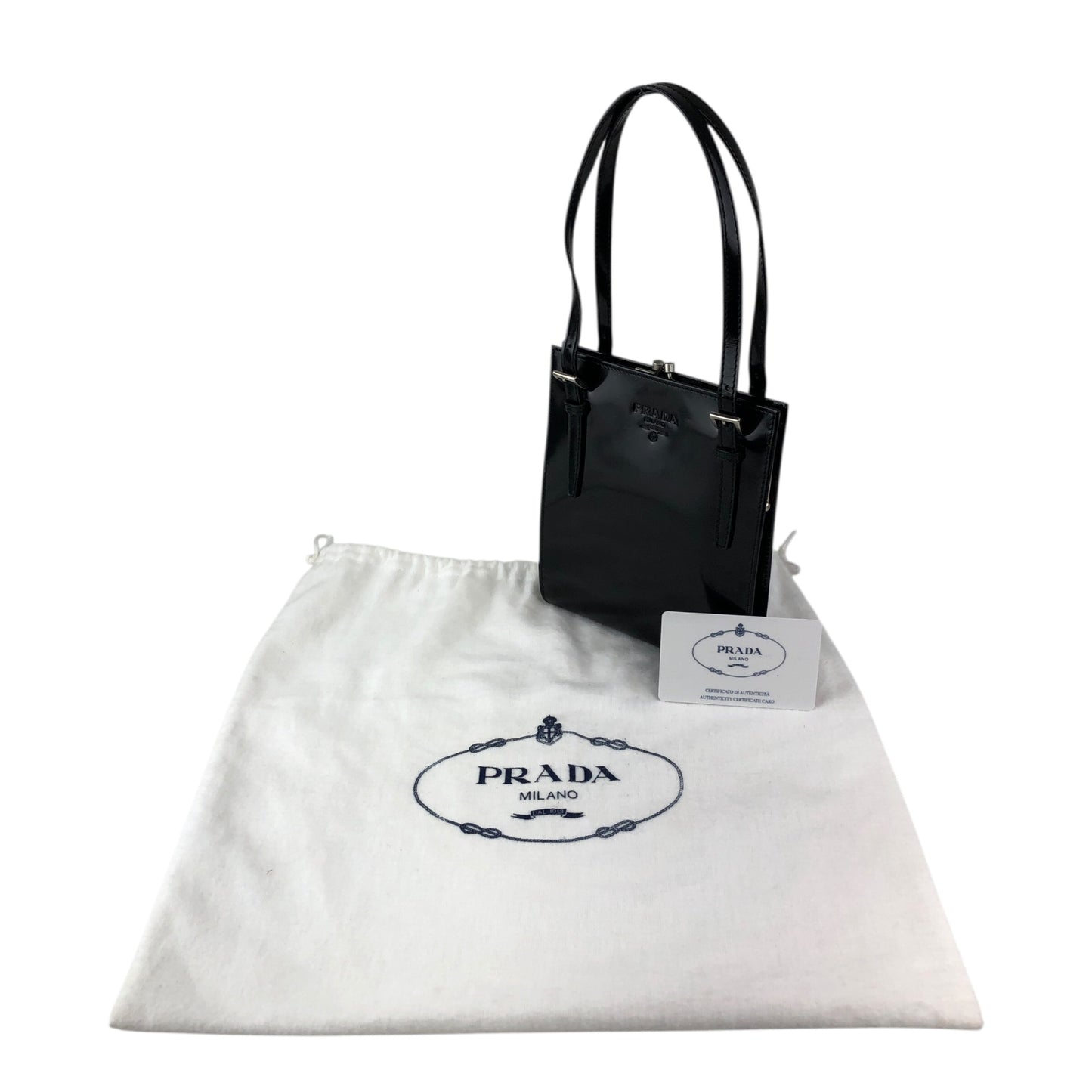 PRADA Logo Small Handbag Black Vintage t6yjus