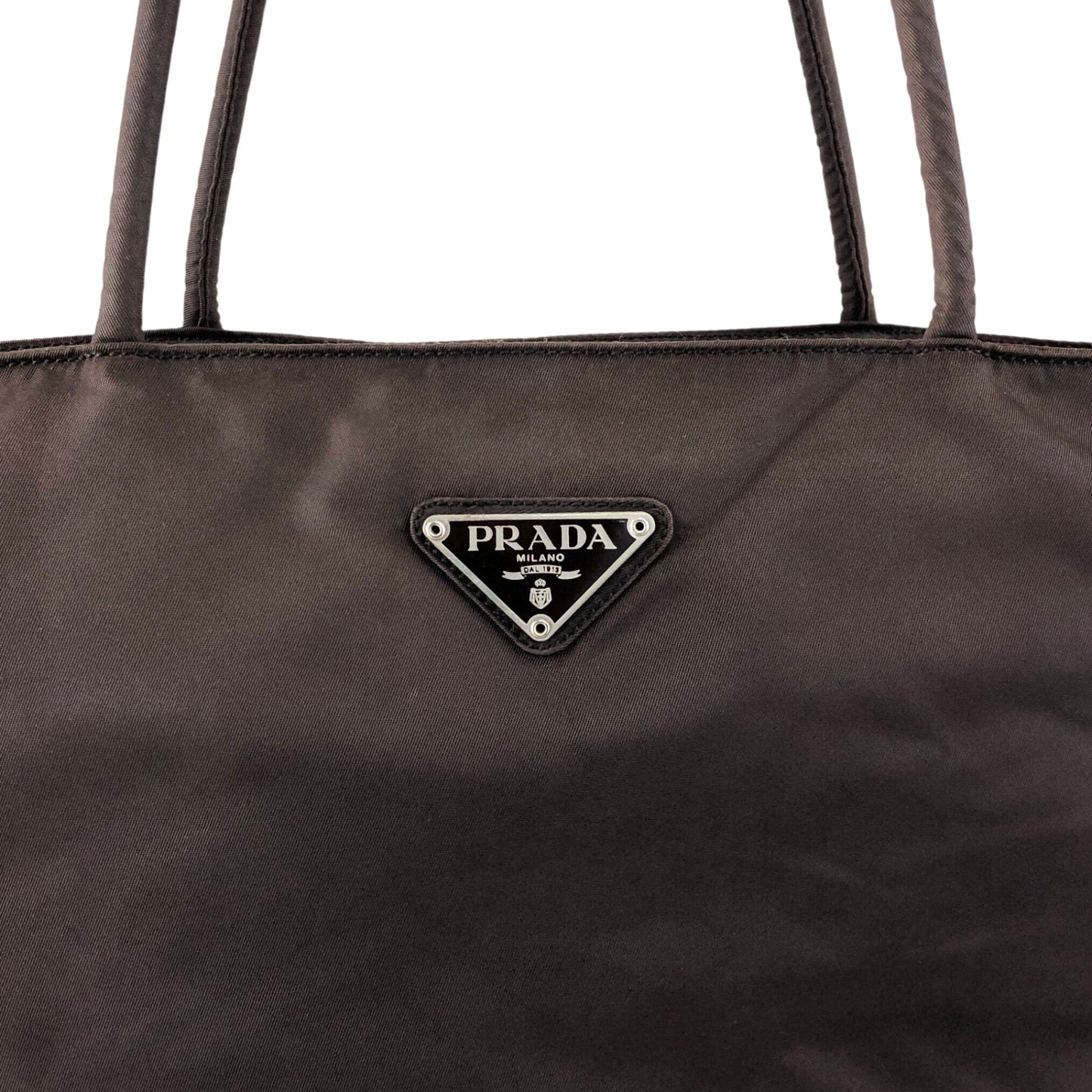 PRADA Tessuto Triangle Logo Totebag Brown Vintage nda4br