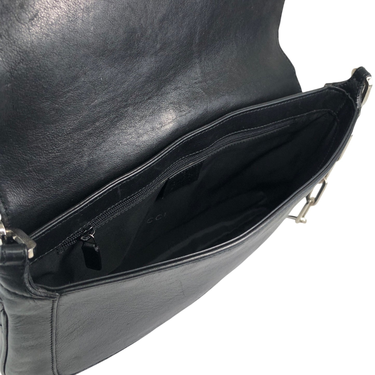GUCCI Logo Chain Shoulder bag Black Vintage tjescz