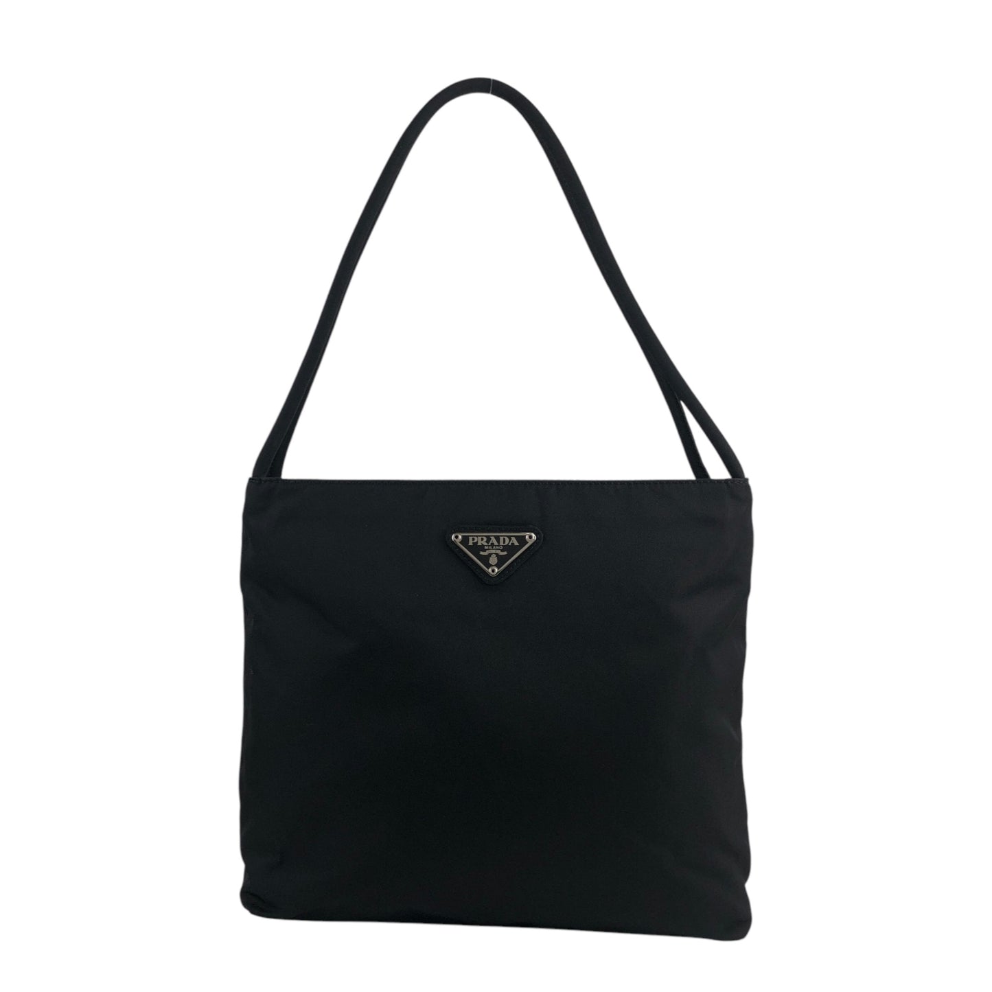 PRADA Triangle Logo Handbag Black Vintage sfzwud